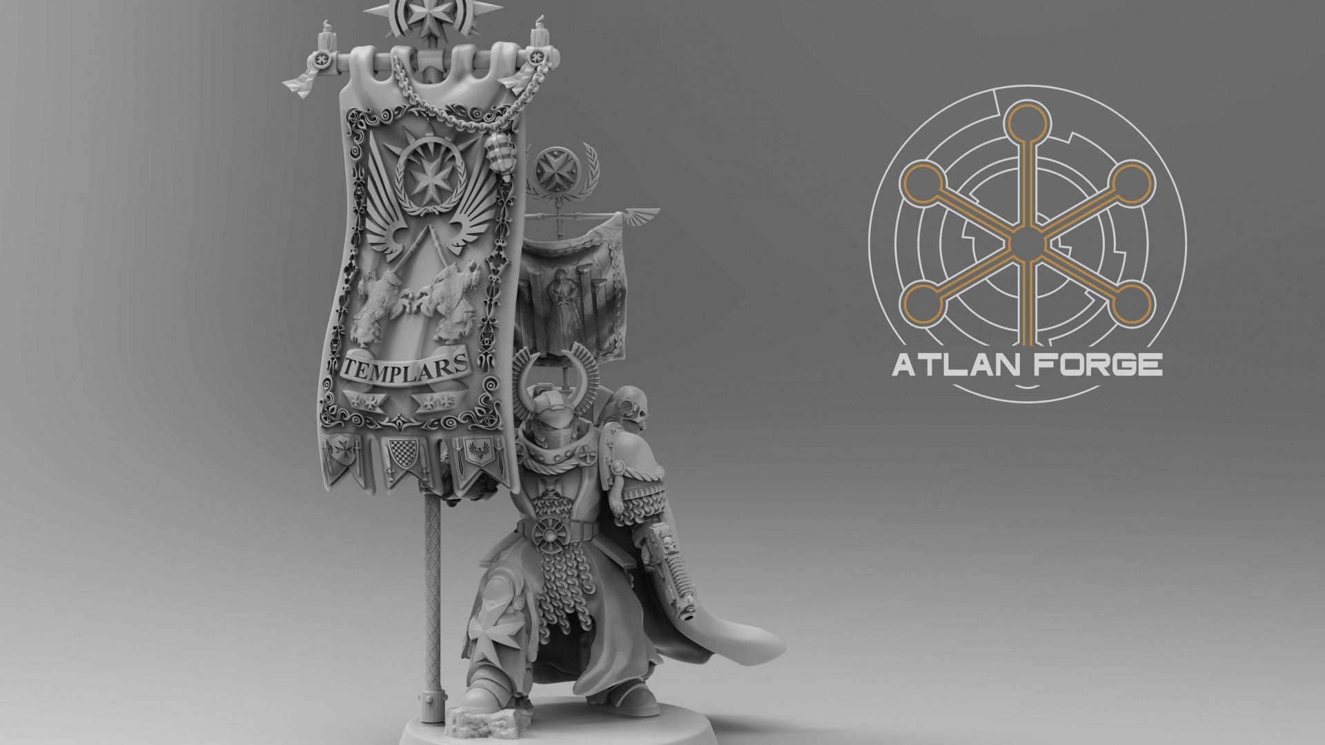 Templar war banner 32mm wargame miniatures fantasy dnd wargaming minis dungeons and dragons painting gift RPG tabletop minis