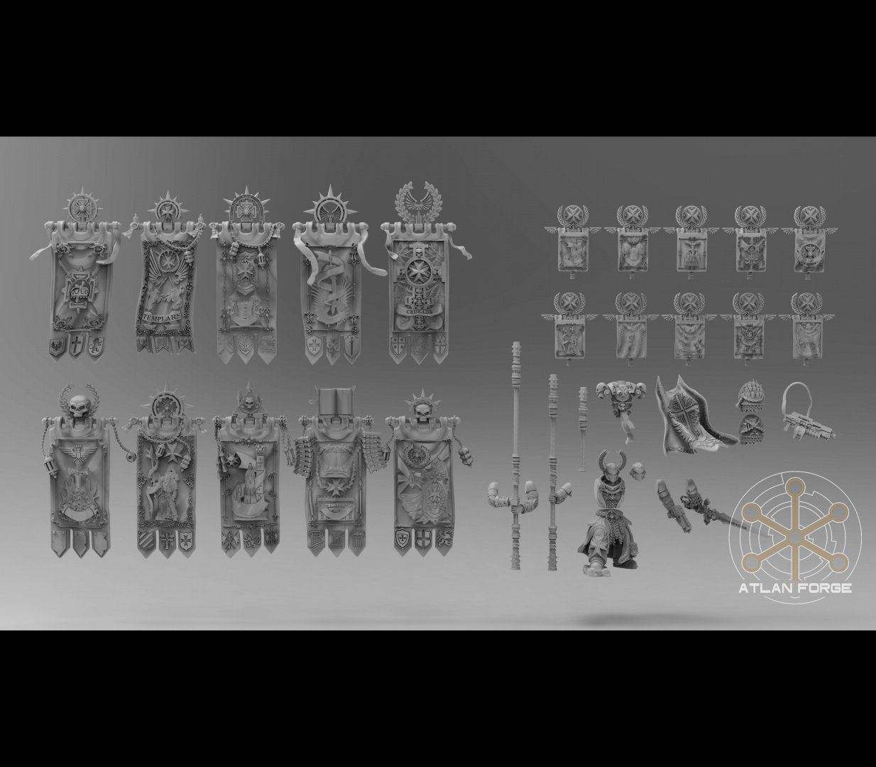 Templar war banner 32mm wargame miniatures fantasy dnd wargaming minis dungeons and dragons painting gift RPG tabletop minis
