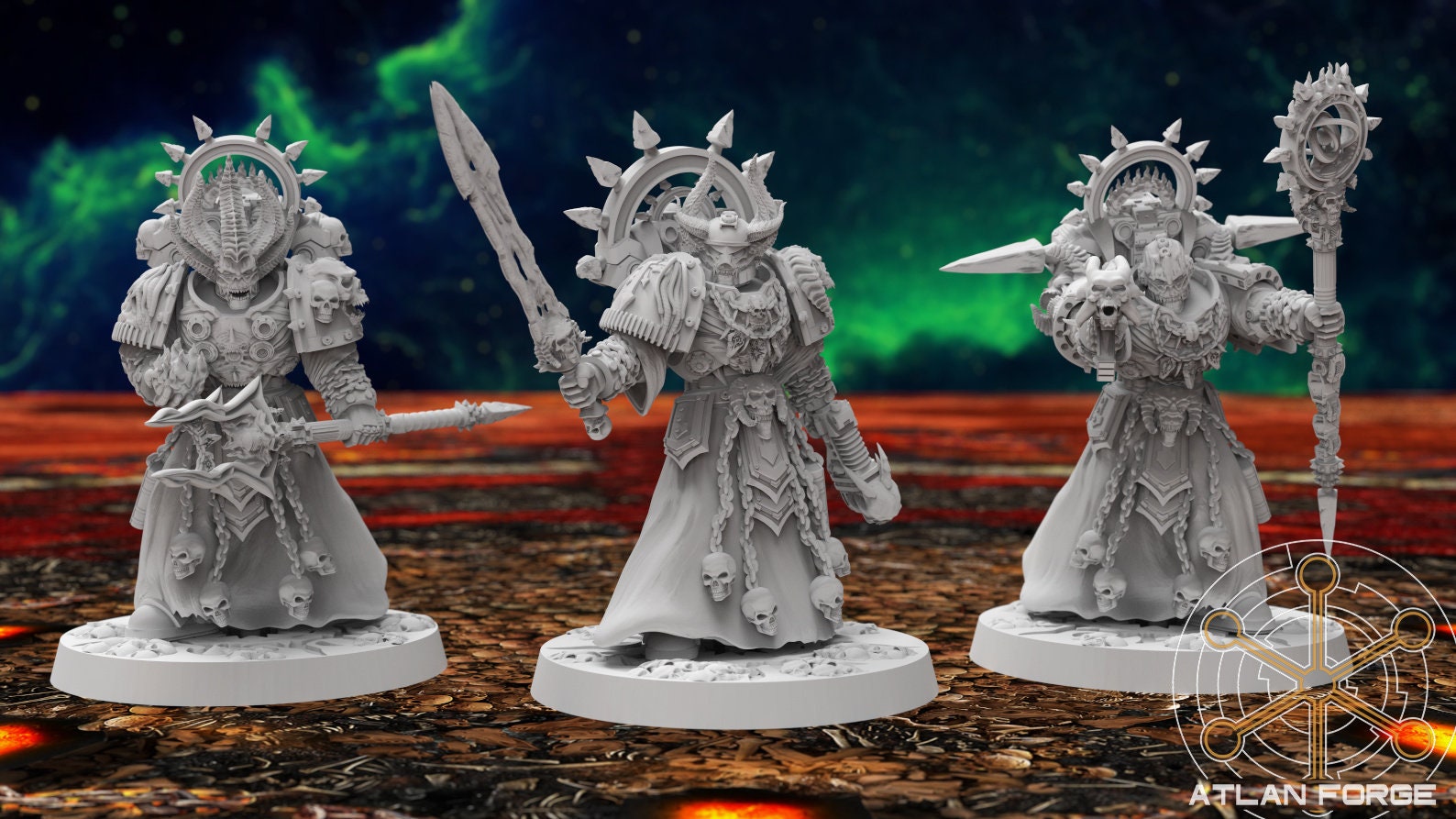 Daemon Sorcerers of hades 32mm sci-fi fantasy miniature for tabletop games grimdark RPGs dnd wargaming miniature dungeons and dragons.