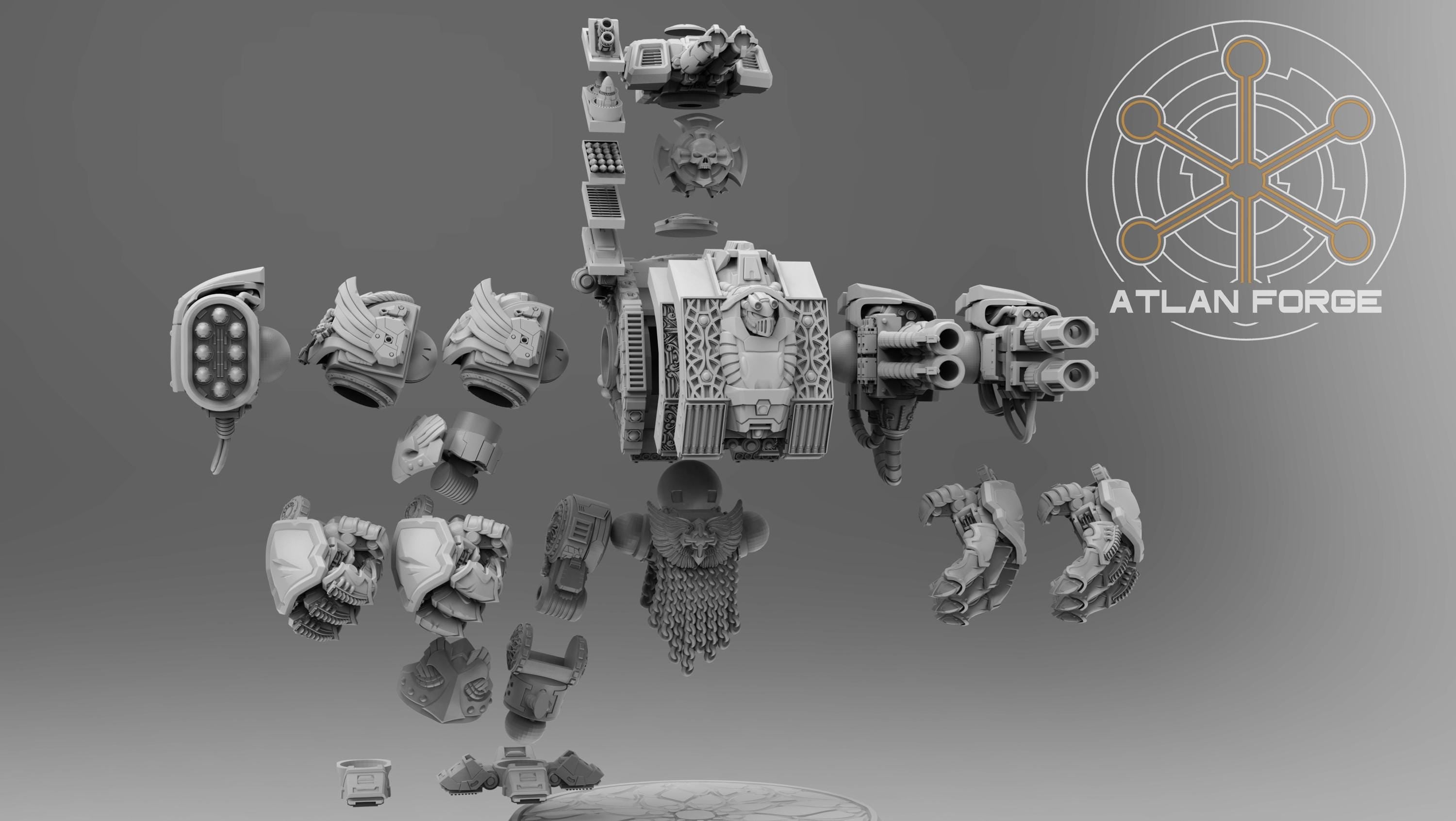 Templar Crusader Dreadnought 32mm sci-fi fantasy miniature for tabletop games grimdark RPGs dnd wargaming miniature dungeons and dragons