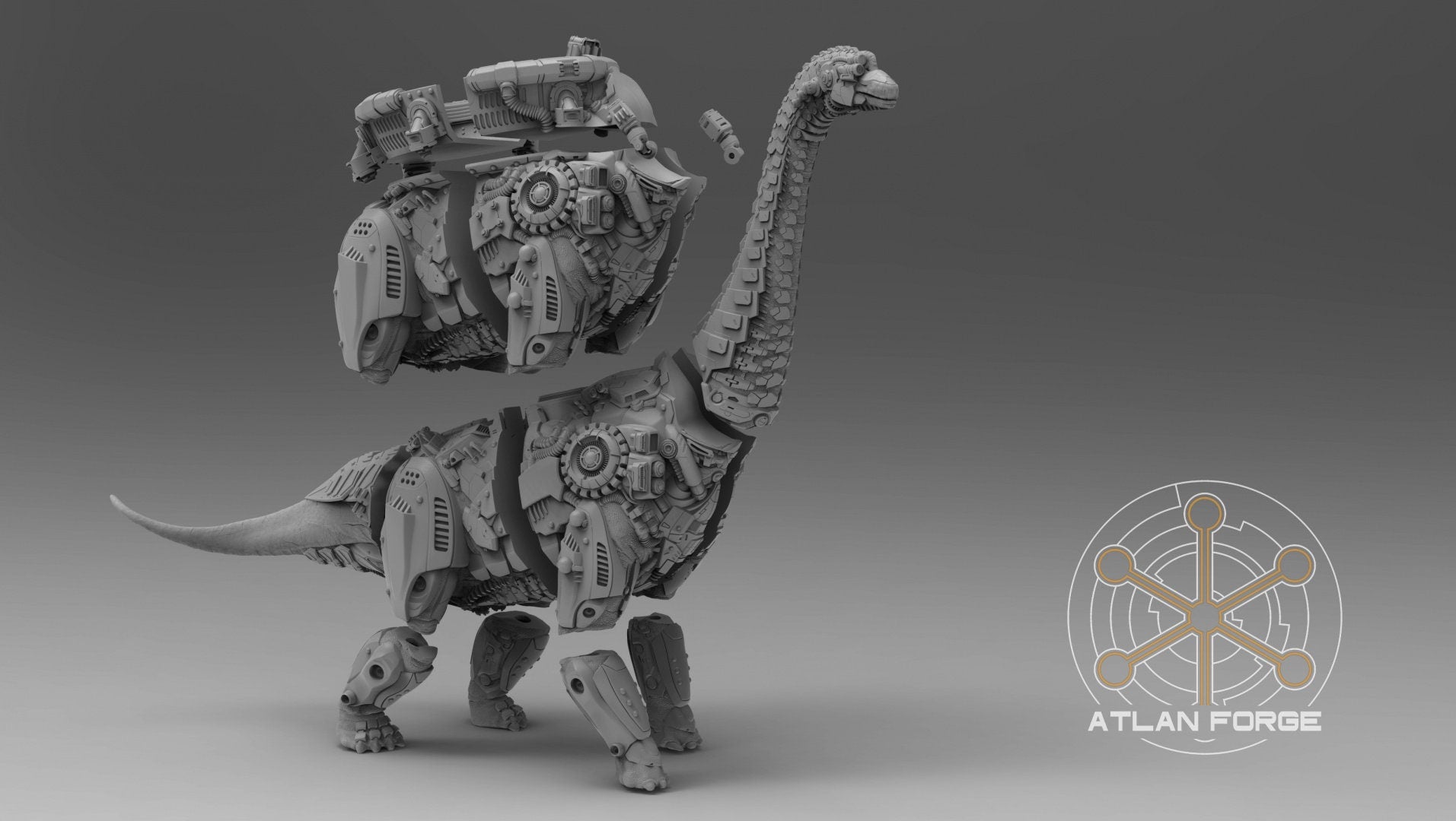 Cybernetic Brachiosaur 32mm sci-fi fantasy miniature for tabletop games grimdark RPGs dnd wargaming miniature dungeons and dragons