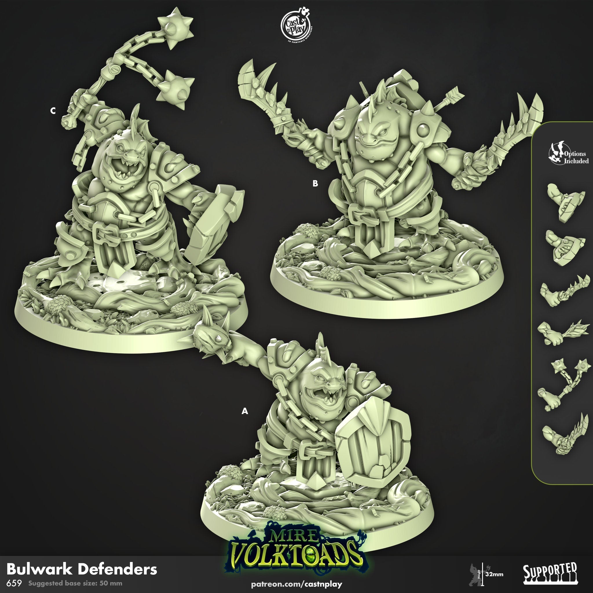 Volktoads Bulwark Defenders toad warriors dnd fantasy tabletop wargames 32mm