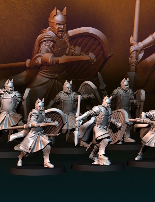 High Human spearmen 28mm dnd miniature dungeon and dragons fantasy wargaming miniature  tabletop wargame  fantasy miniature for painting