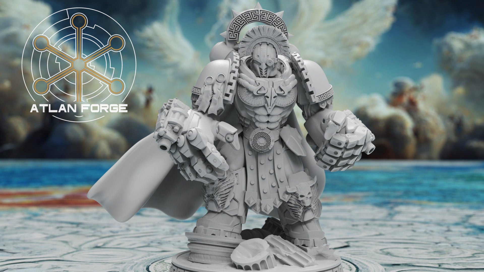 Minoan Aegis Captain 32mm Resin Miniature – Fantasy Leader for DnD and Wargaming