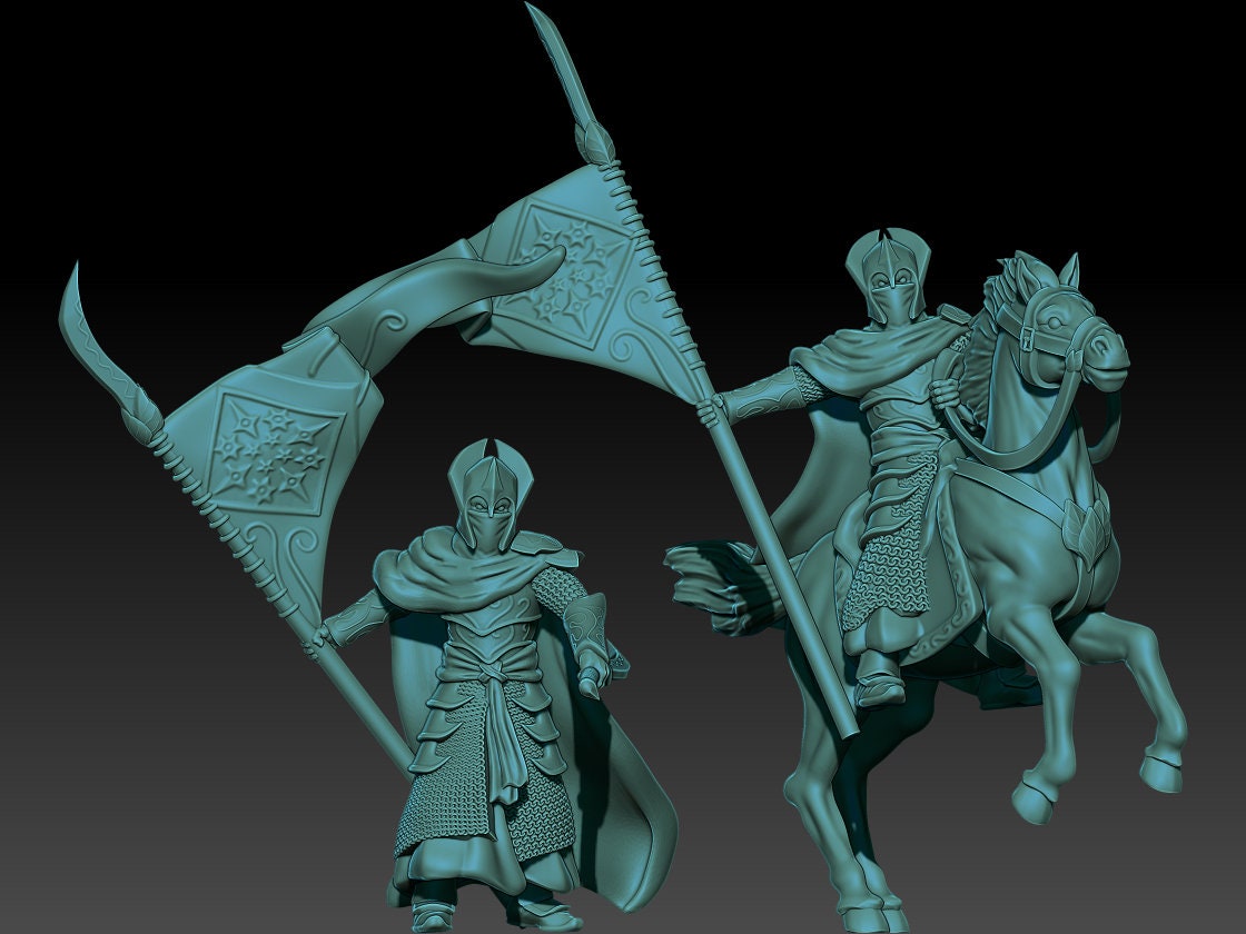 Oathbreaker Elves Banner and musician 28mm fantasy miniatures dnd pathfinder grimdark