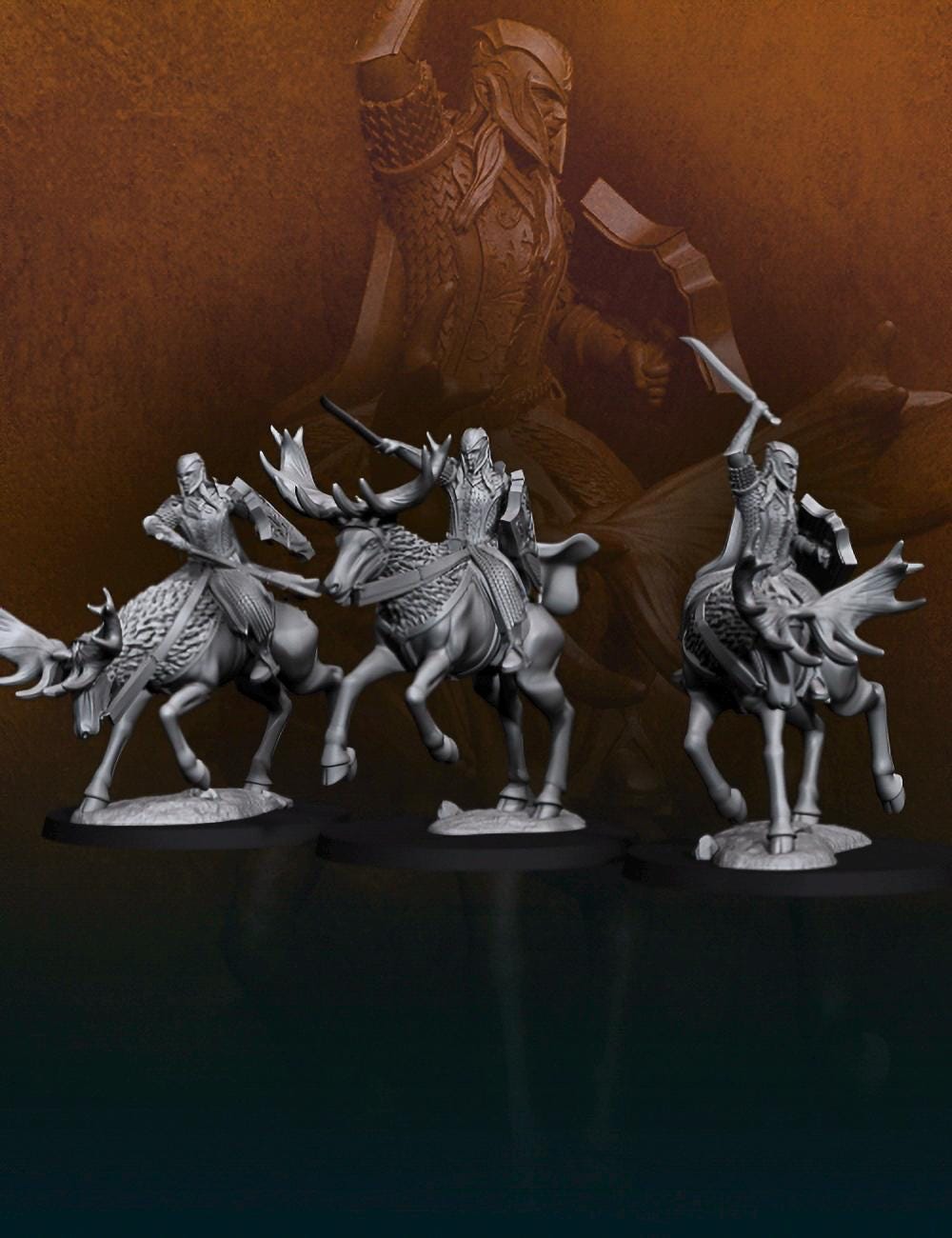 Armoured wood elf on elk 28mm miniatures dnd fantasy miniatures dungeons and dragons miniatures painting wargaming miniatures tabletop game