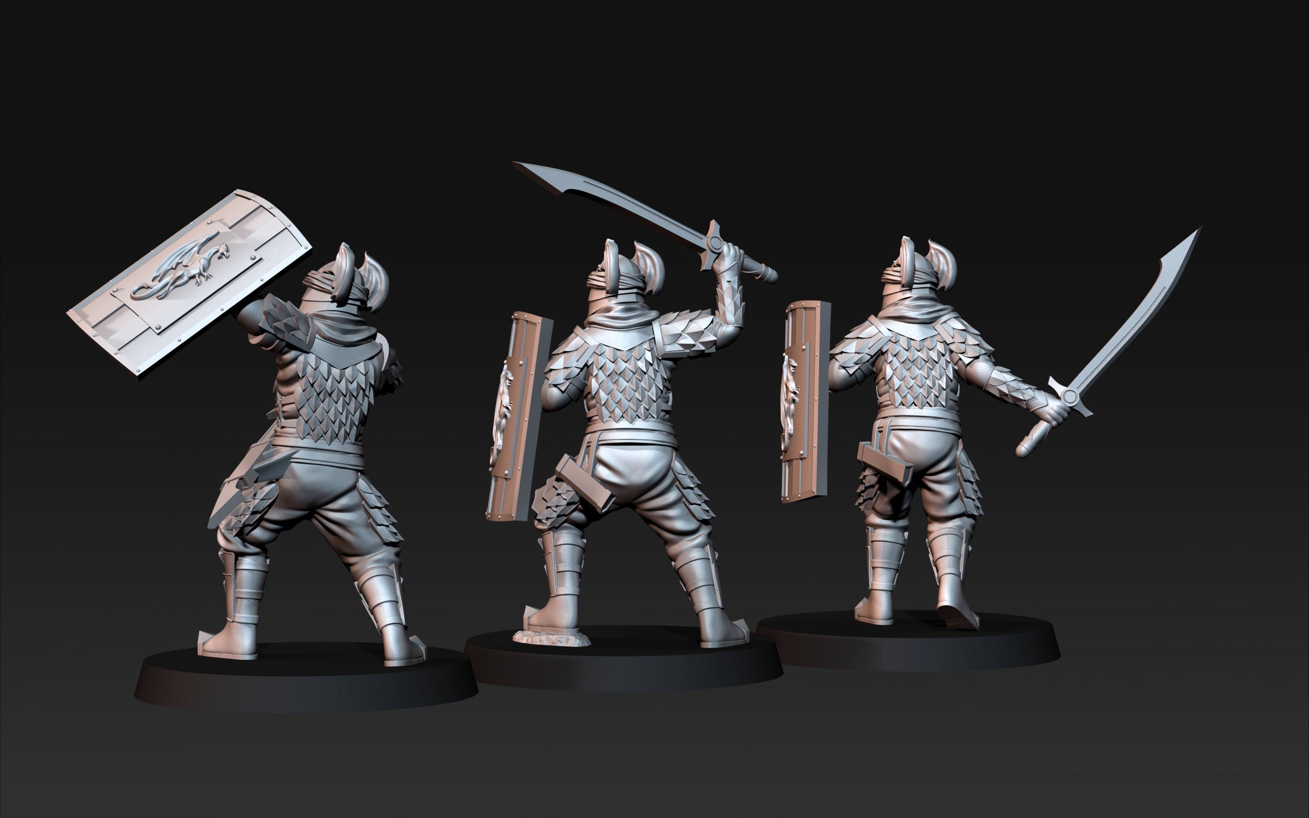 Dragon Army Warriors with swords + Shield dnd fantasy tabletop games 28mm army miniatures