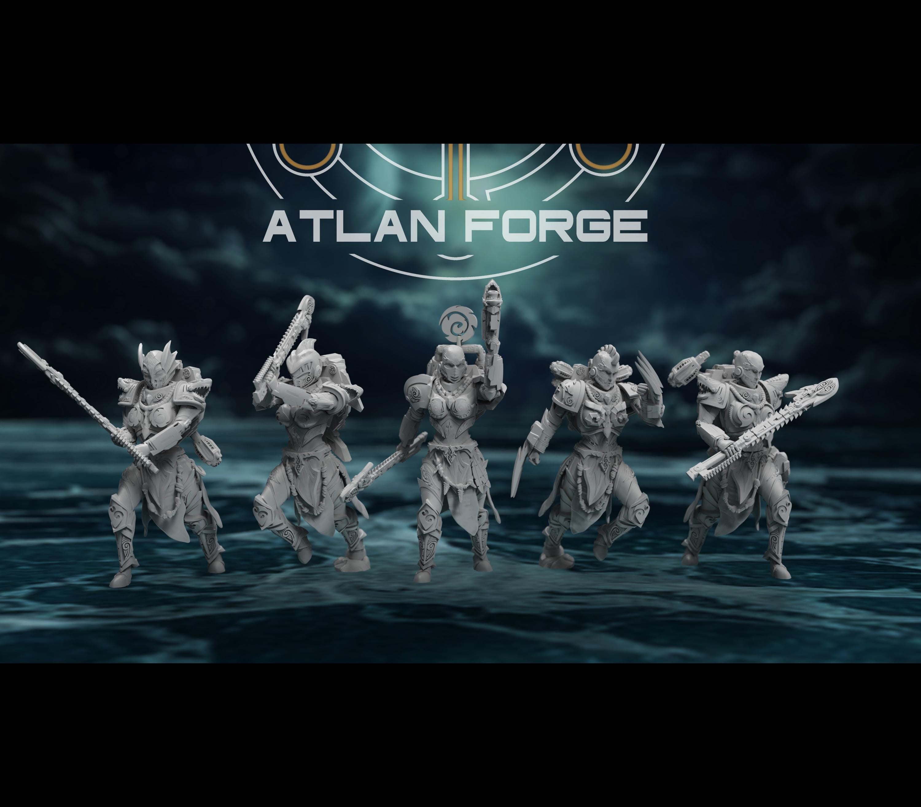 Wai Toa Ngaru Toa Wahine 32mm Resin Miniatures – Sci Fi Fantasy Squad for Wargaming and DnD