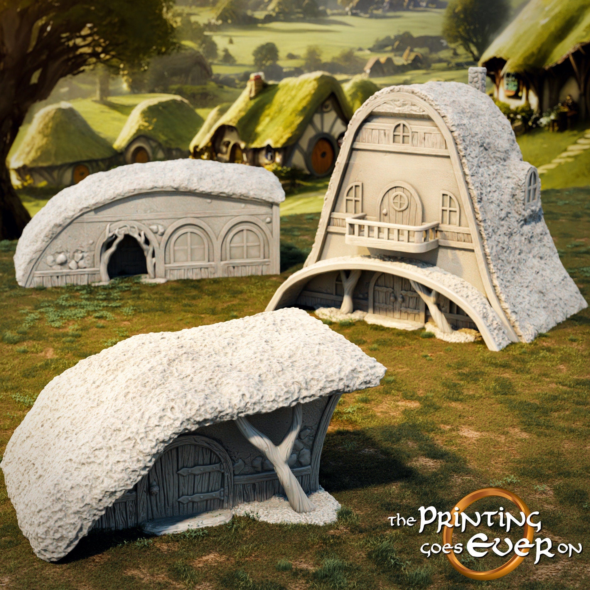 Halfling Houses 28mm Scatter Terrain tabletop fantasy wargaming terrain for dnd dungeons and dragons pathfinder miniature gift