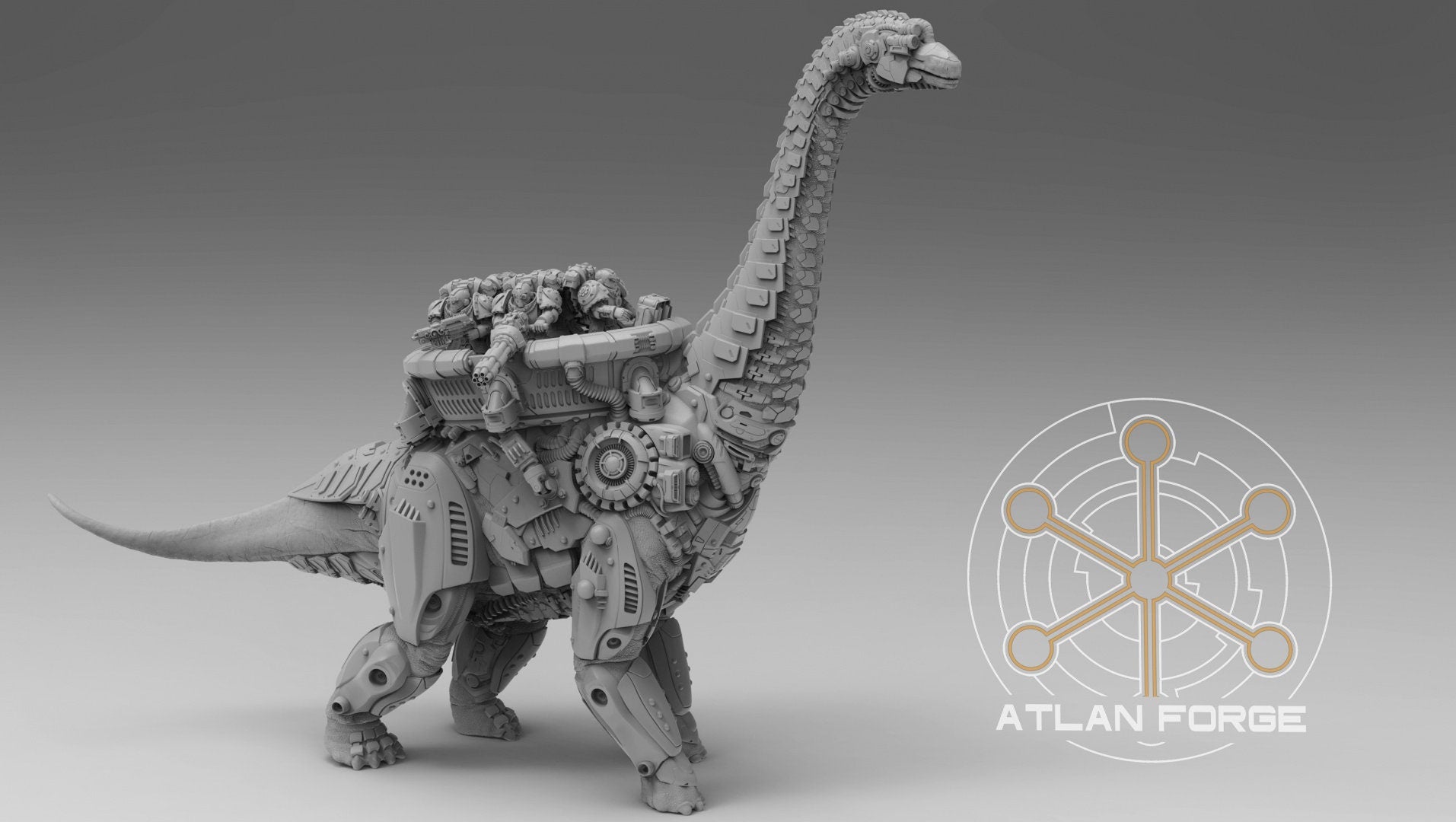 Cybernetic Brachiosaur 32mm sci-fi fantasy miniature for tabletop games grimdark RPGs dnd wargaming miniature dungeons and dragons