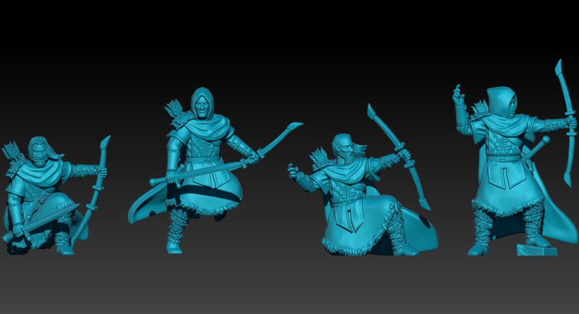 Northern Ranger bowmen 28mm miniatures dnd mini wargaming miniatures dungeon and dragons miniatures for painting fantasy miniatures