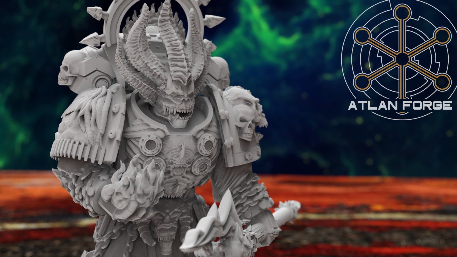 Daemon Sorcerers of hades 32mm sci-fi fantasy miniature for tabletop games grimdark RPGs dnd wargaming miniature dungeons and dragons.