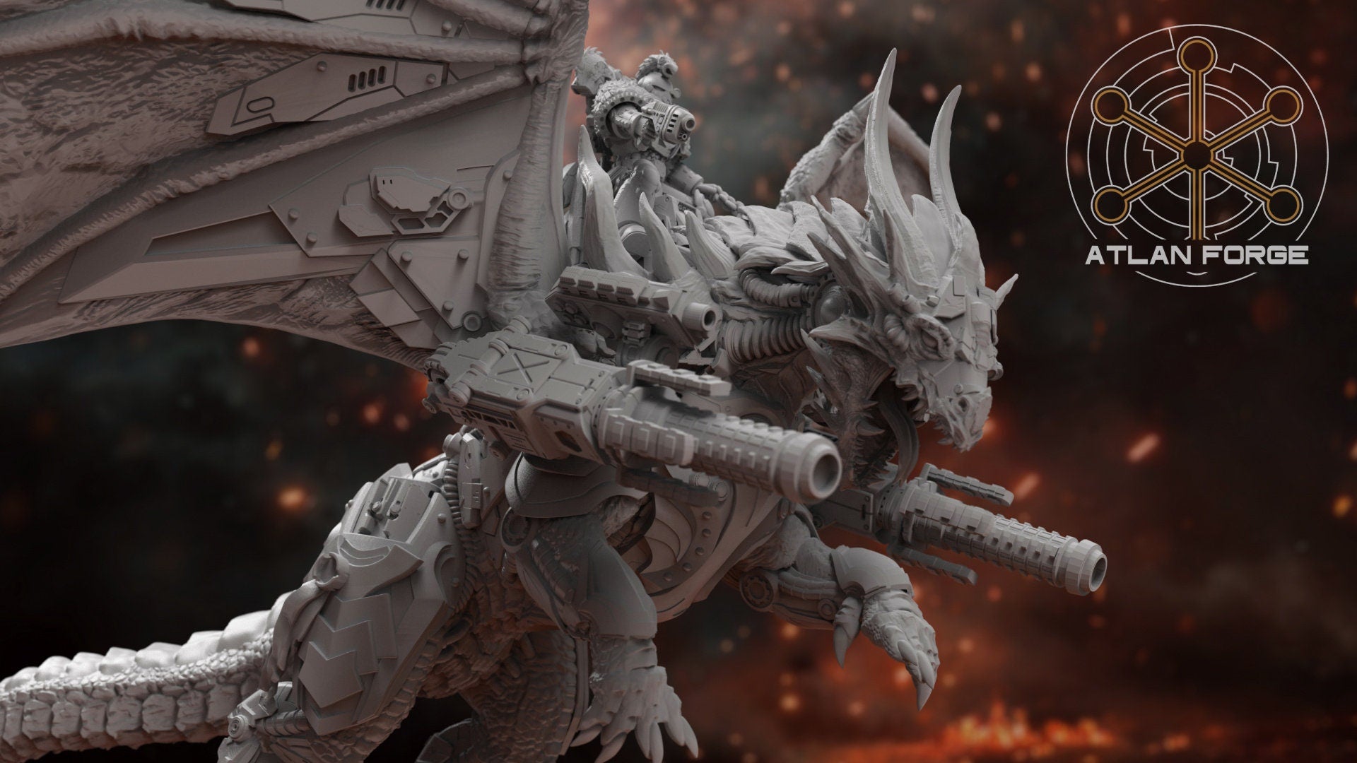 Cybernetic Battle Dragon 32mm sci-fi fantasy miniature for tabletop games grimdark RPGs dnd wargaming miniature dungeons and dragons