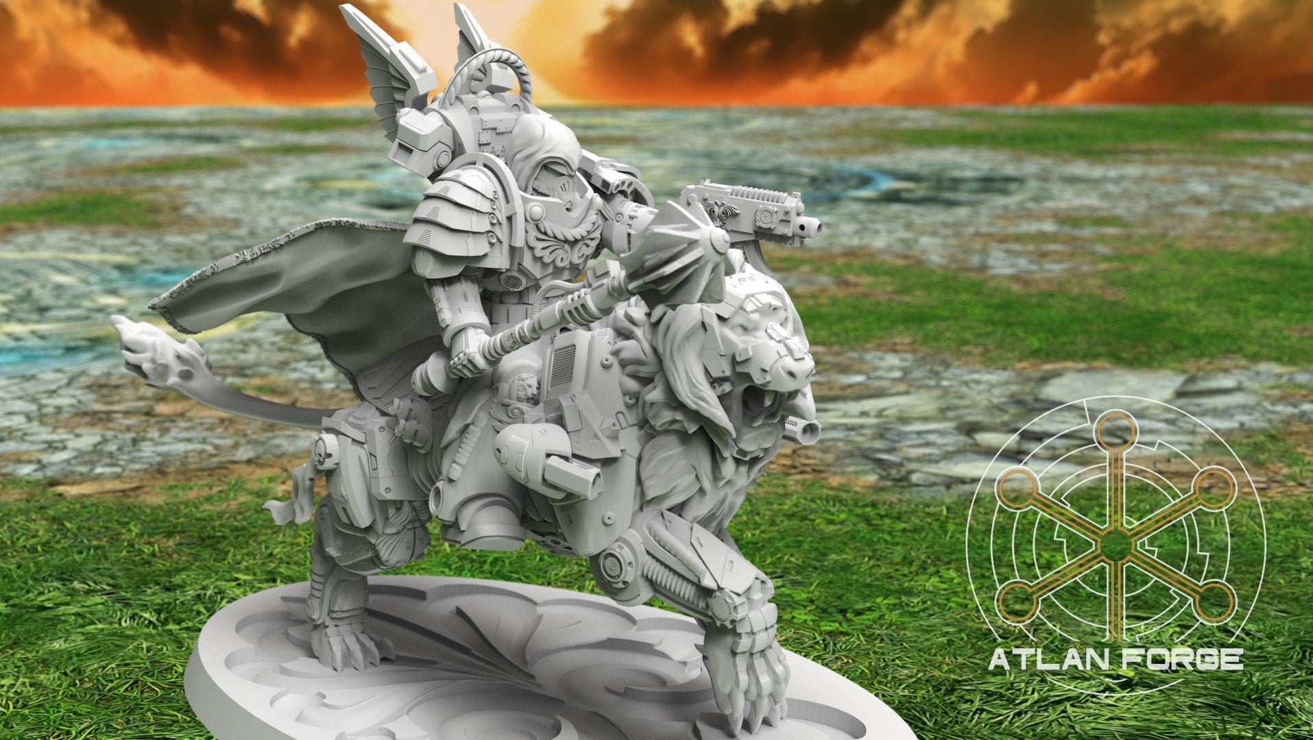 Angelic lion Knights 32mm sci-fi fantasy miniature for tabletop games grimdark RPGs dnd wargaming miniature dungeons and dragons gift