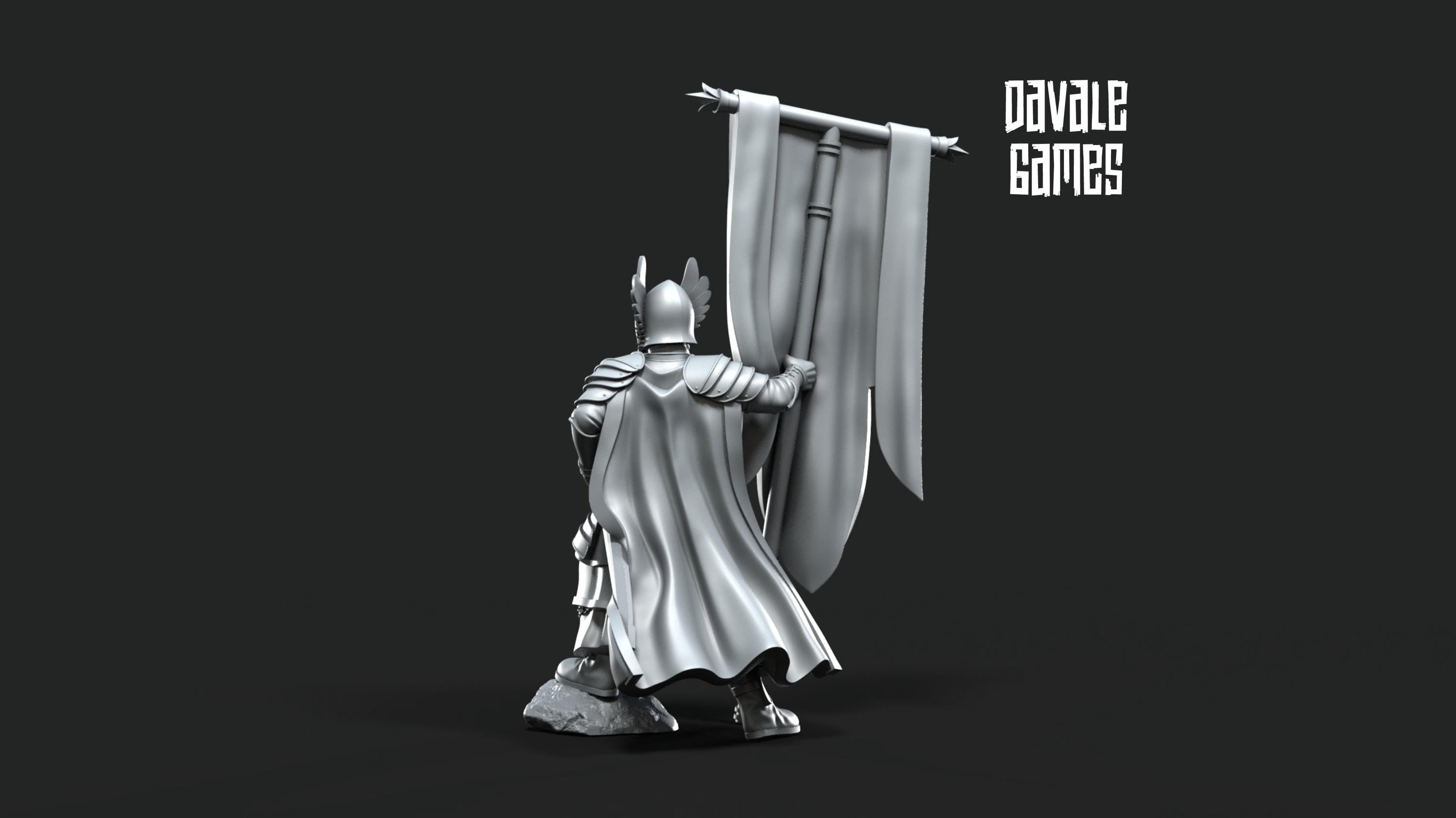 Grey Castle Tree Guard with banner 28mm miniatures dnd minis fantasy miniatures dungeons and dragons miniatures painting wargaming