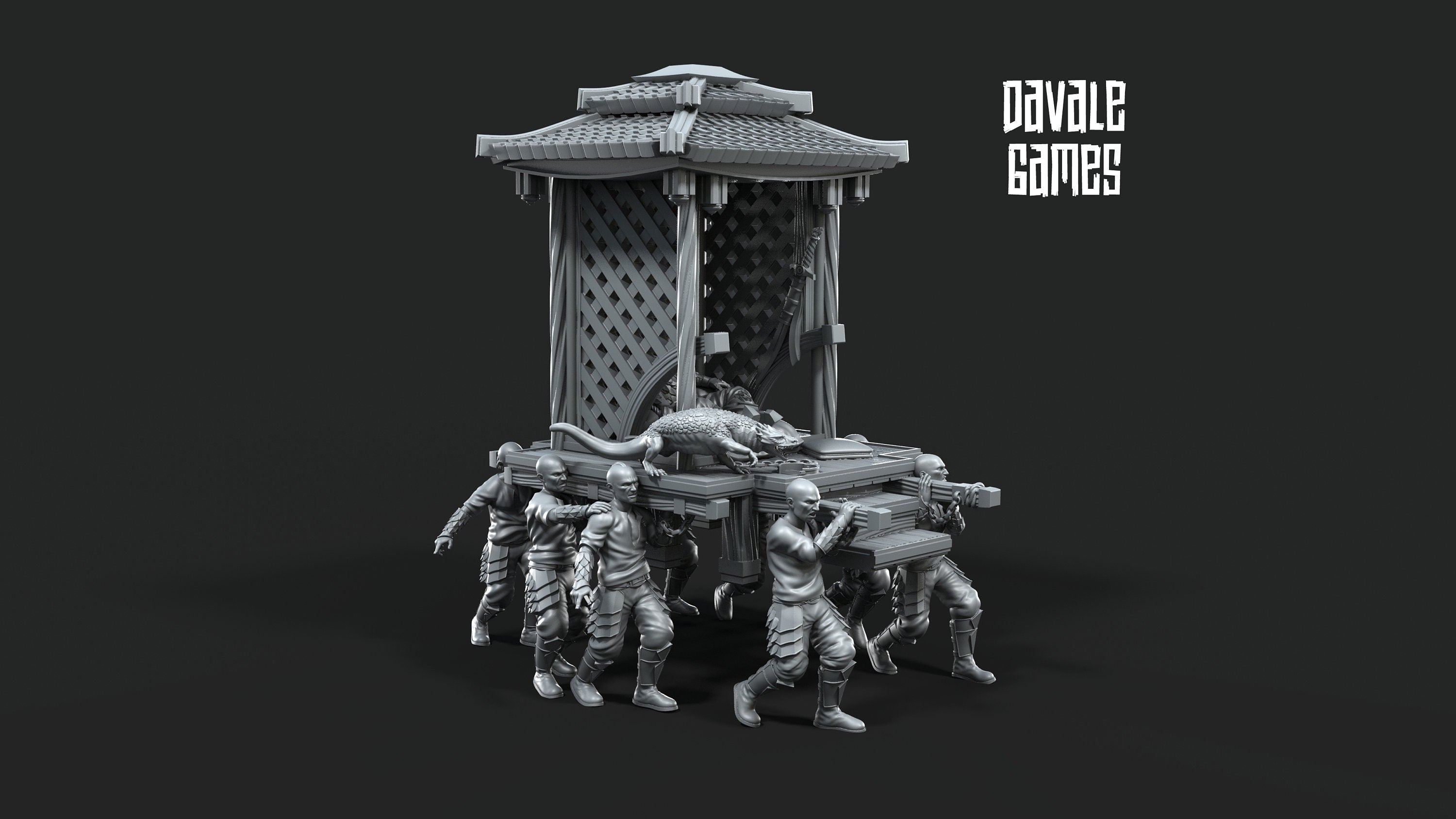 Dragon Army King On Palanquin 28mm miniatures dnd minis fantasy miniatures dungeons and dragons miniatures wargaming miniatures tabletop