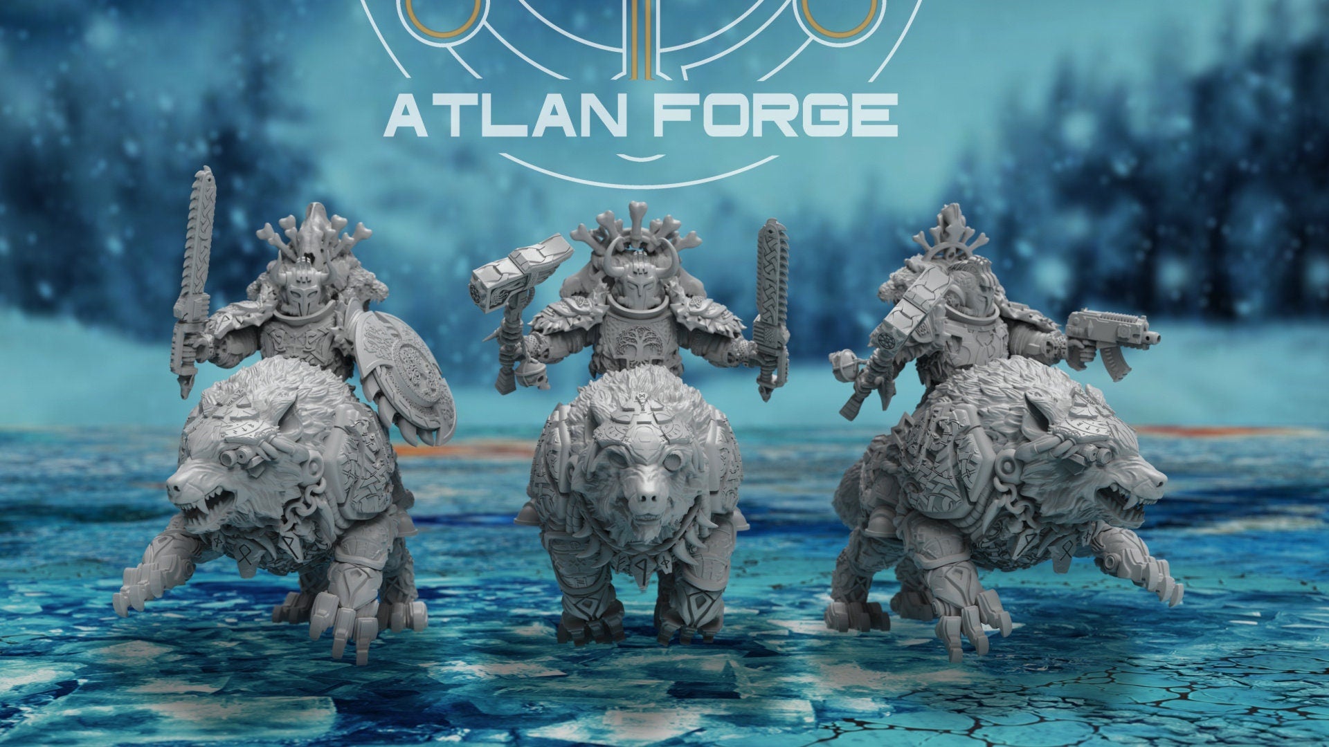 Asgardian Wolf Riders 32mm sci-fi fantasy miniature for tabletop games grimdark RPGs dnd wargaming miniature dungeons and dragons gift