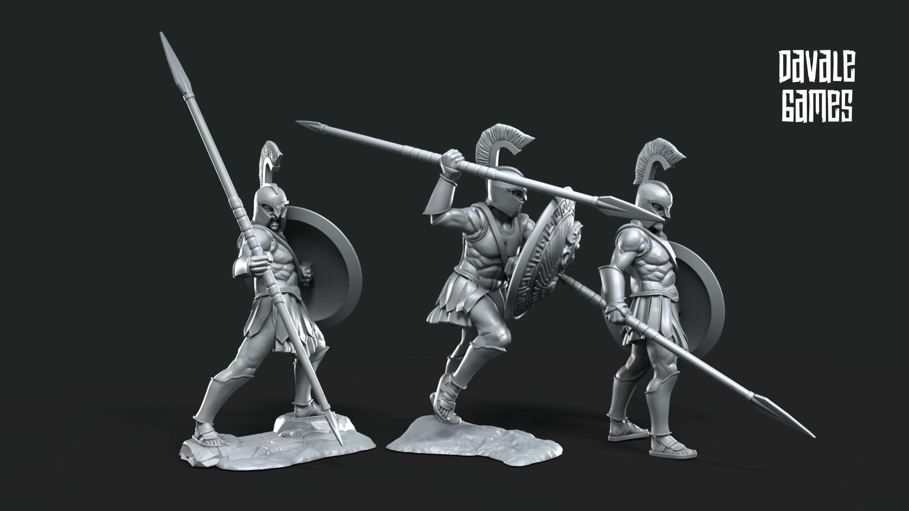 Roman Hoplitas Warriors with Spears 28mm Resin Miniatures – Fantasy Infantry for DnD and Wargaming