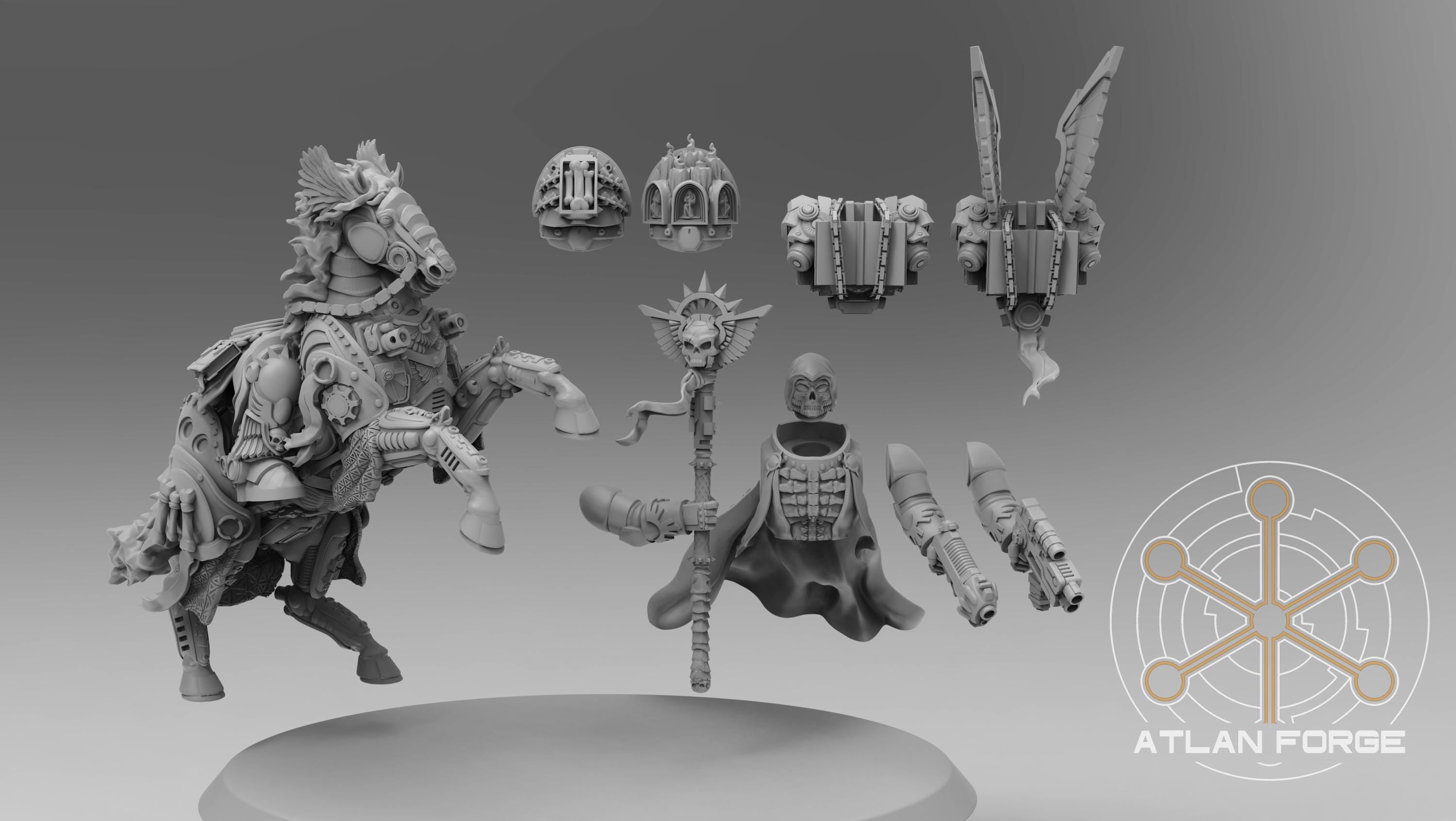 Mounted Battle Priest 32mm wargame fantasy miniature dnd wargaming miniature dungeons and dragons painting gift RPG tabletop minis