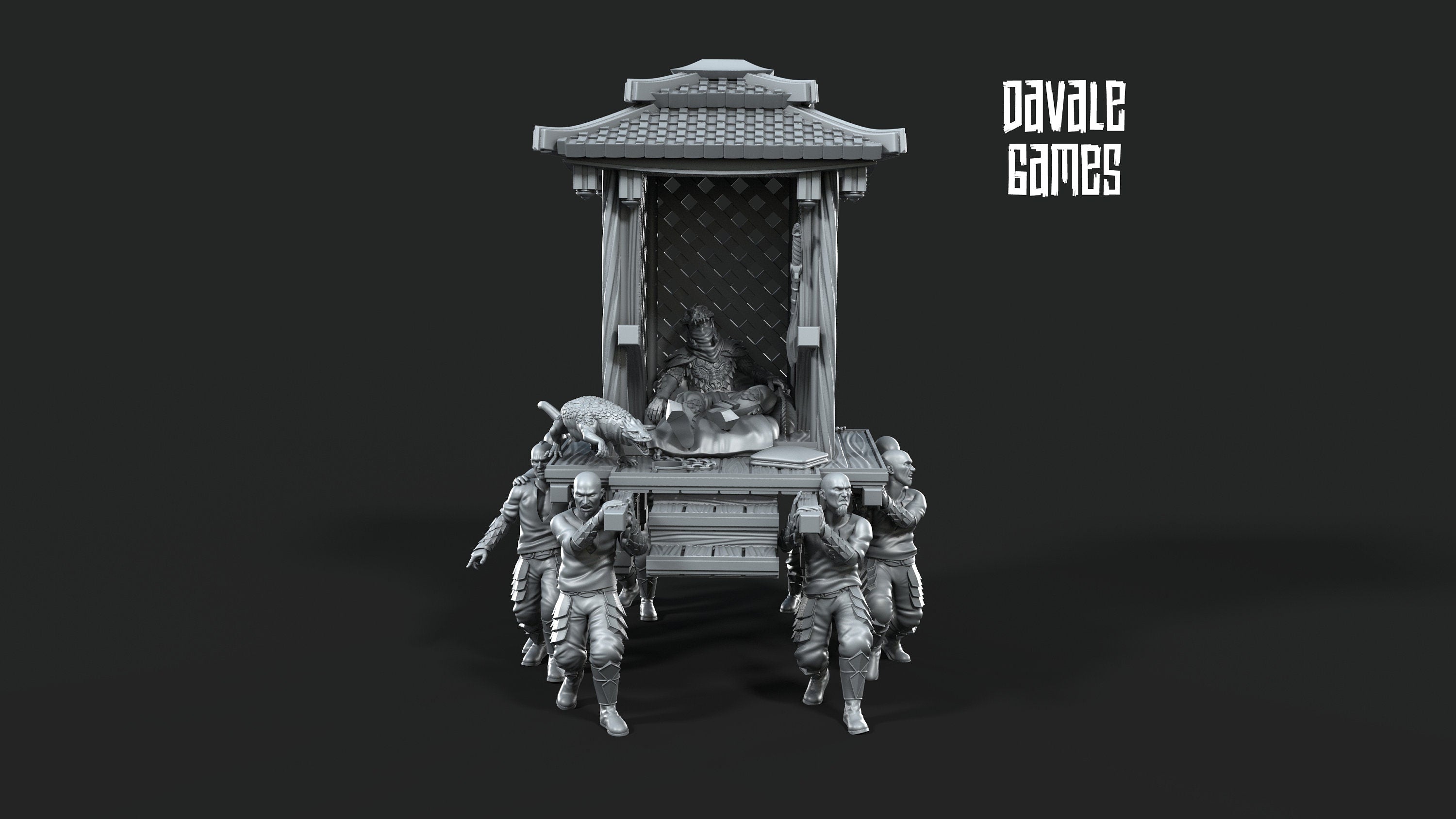 Dragon Army King On Palanquin 28mm miniatures dnd minis fantasy miniatures dungeons and dragons miniatures wargaming miniatures tabletop
