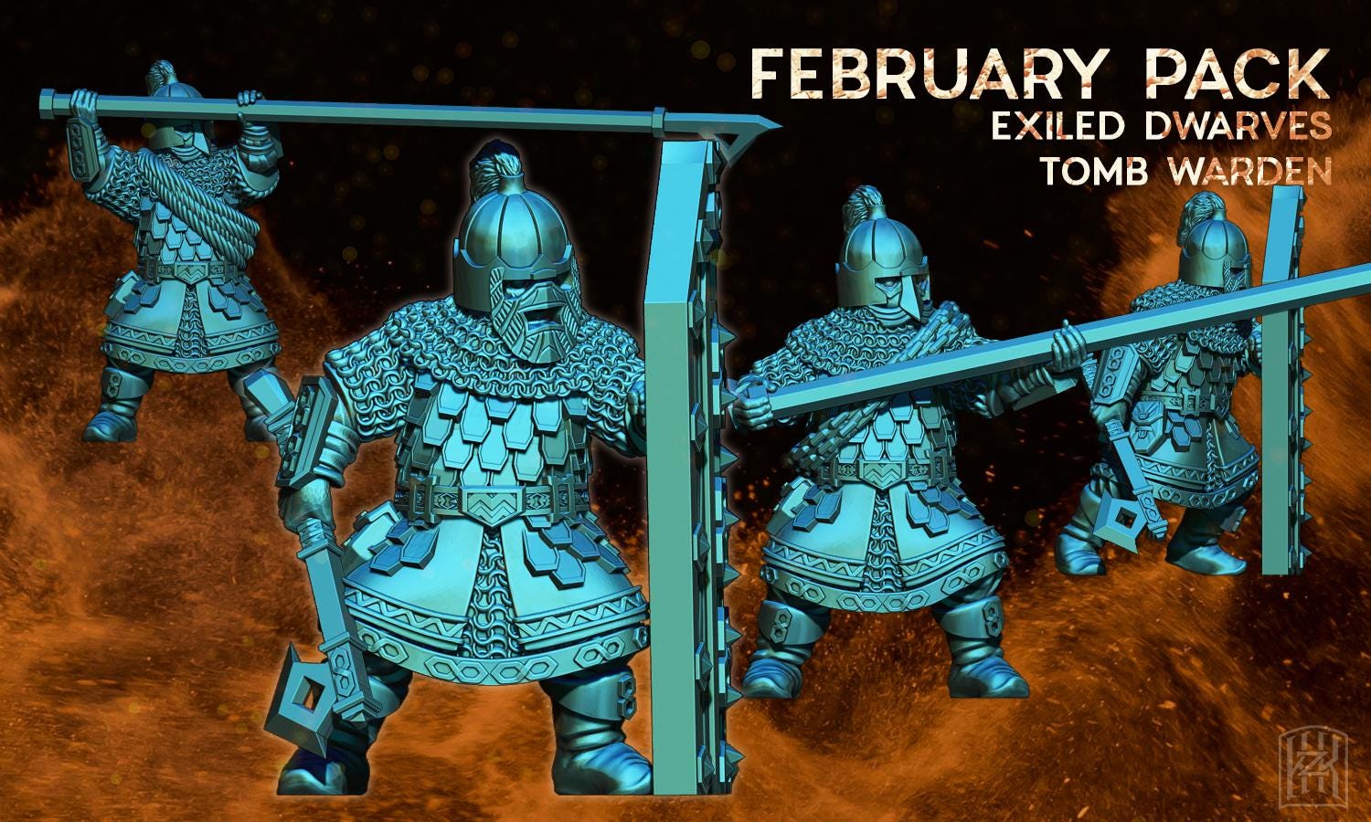 Exiled Dwarves tomb-warden warriors 28mm fantasy dungeons and dragons miniature wargaming tabletop dnd dwarf army miniatures