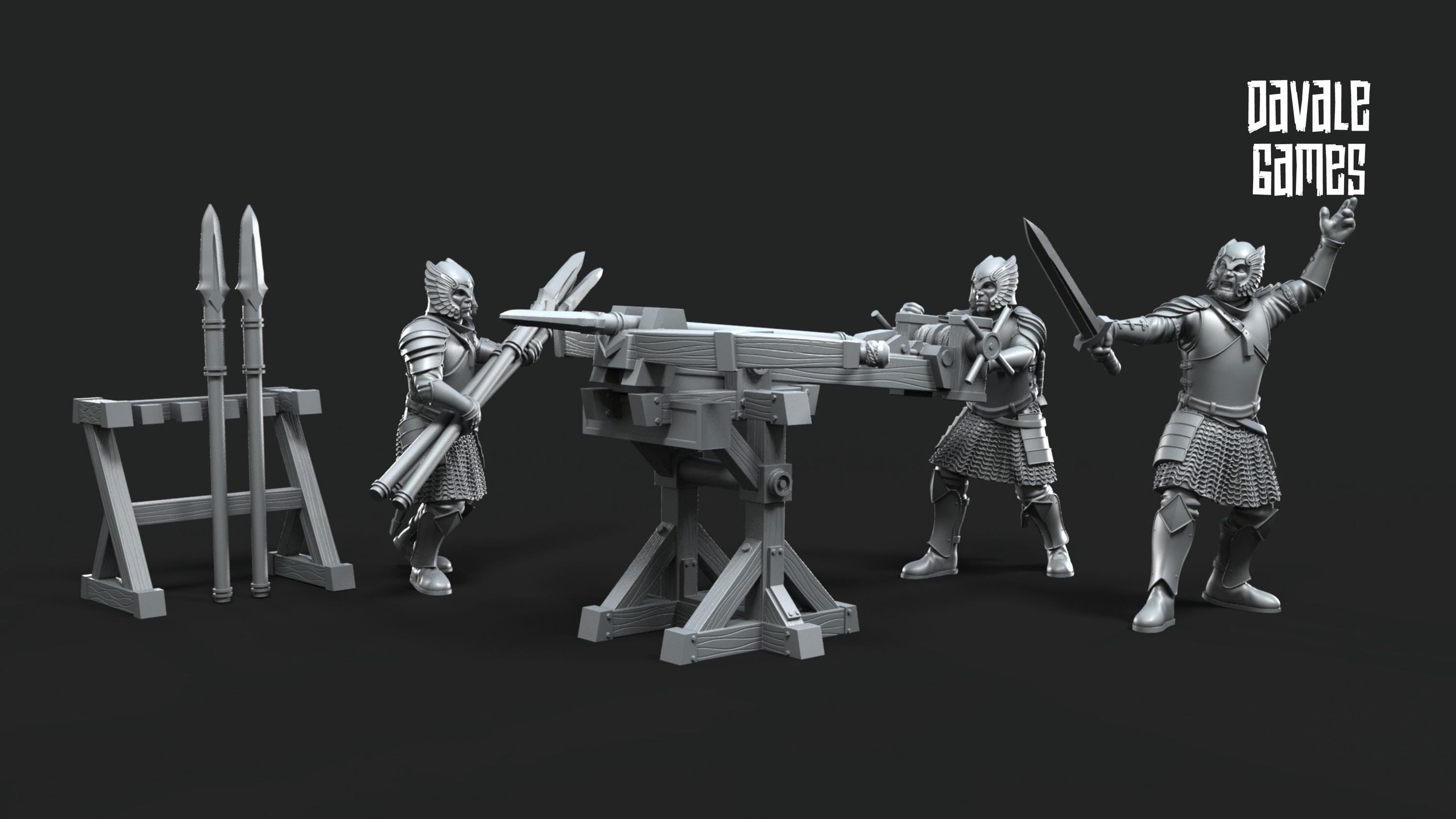 Grey Castle ballista with Dotation 28mm miniatures dnd minis fantasy miniatures dungeons and dragons painting wargaming miniatures tabletop