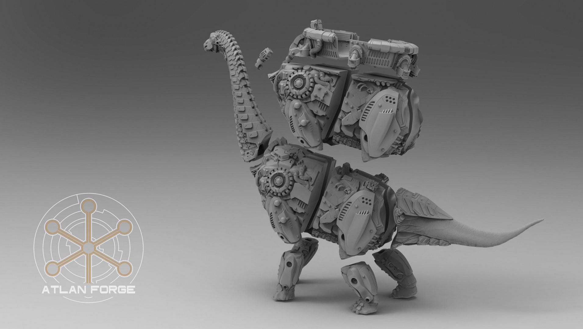 Cybernetic Brachiosaur 32mm sci-fi fantasy miniature for tabletop games grimdark RPGs dnd wargaming miniature dungeons and dragons