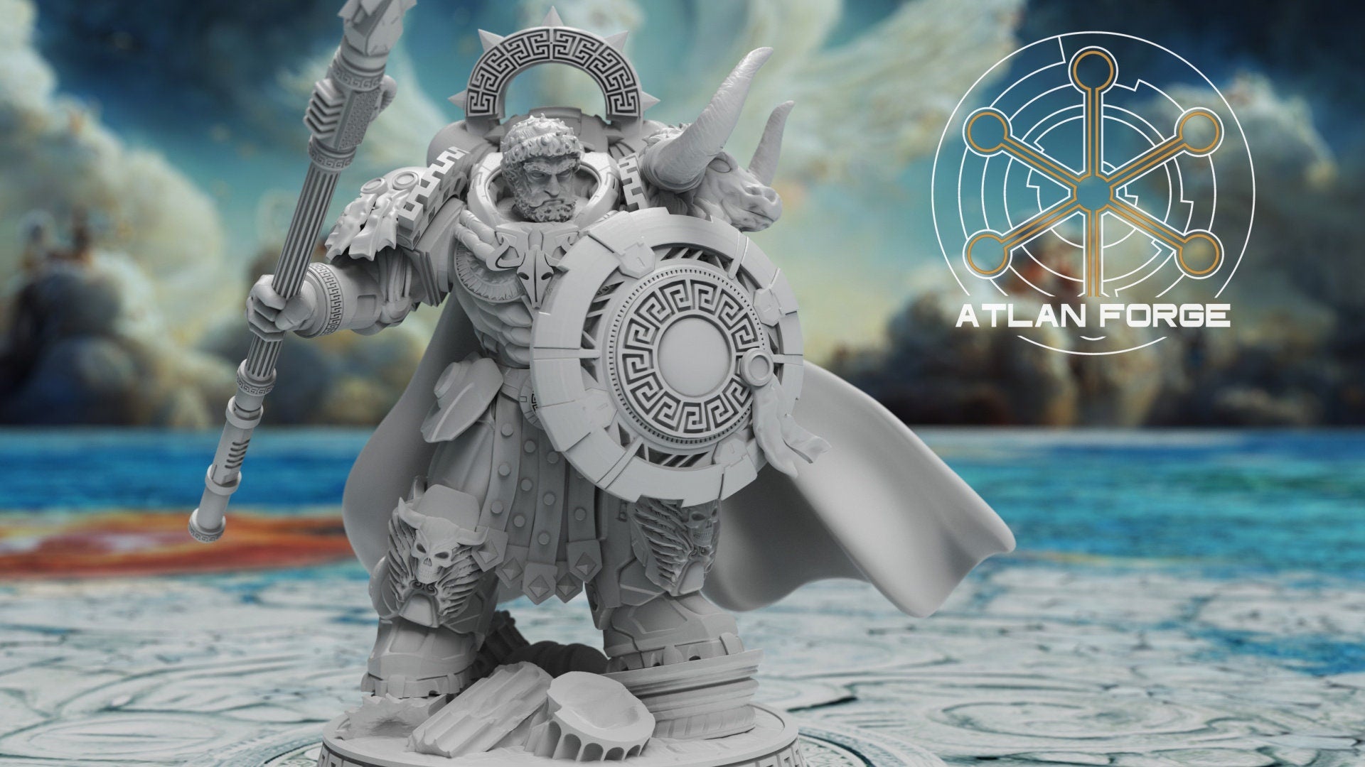 Minoan Aegis Captain 32mm Resin Miniature – Fantasy Leader for DnD and Wargaming