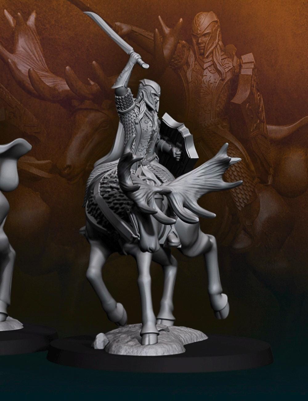 Armoured wood elf on elk 28mm miniatures dnd fantasy miniatures dungeons and dragons miniatures painting wargaming miniatures tabletop game