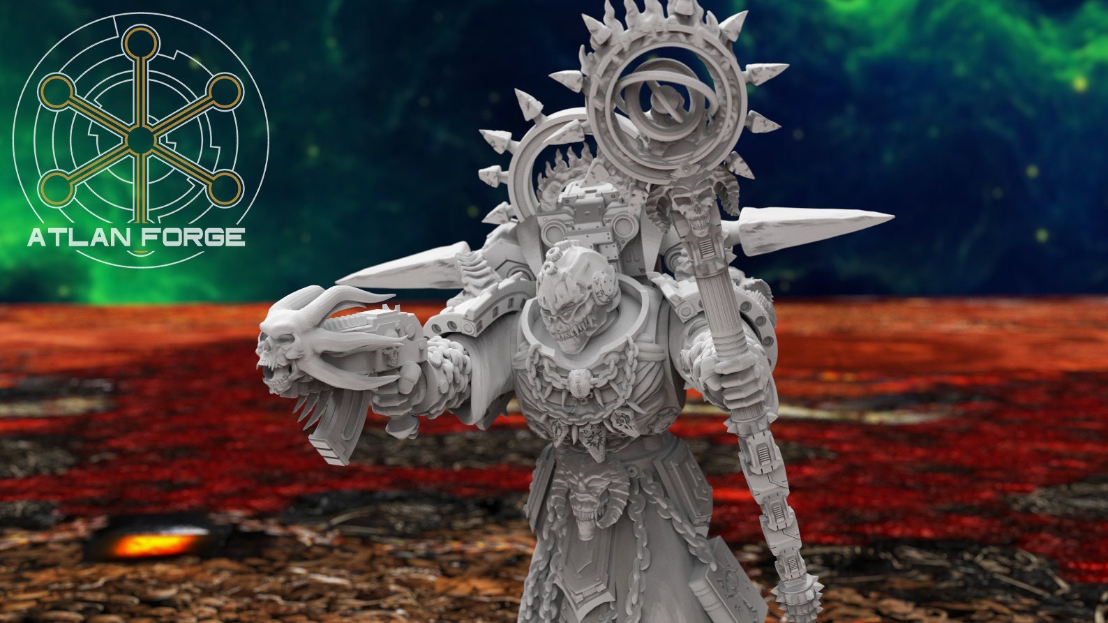 Daemon Sorcerers of hades 32mm sci-fi fantasy miniature for tabletop games grimdark RPGs dnd wargaming miniature dungeons and dragons.