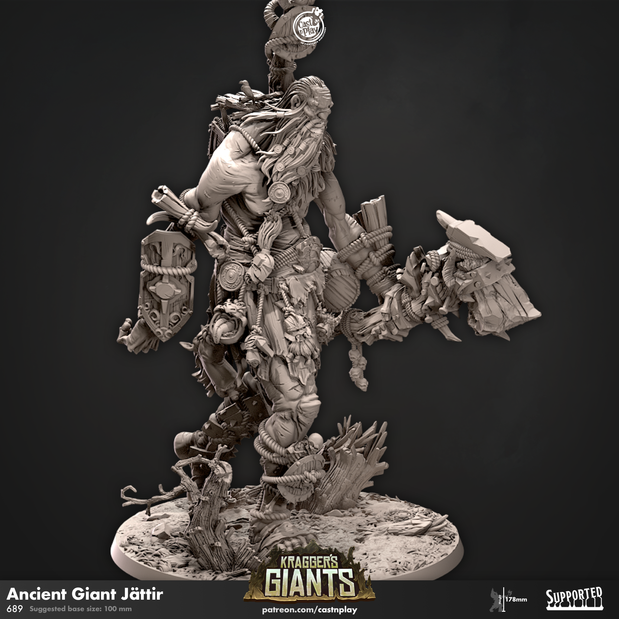 Ancient Giant Jattir 32mm Resin Miniature – Colossal Giant for DnD and Fantasy Wargaming