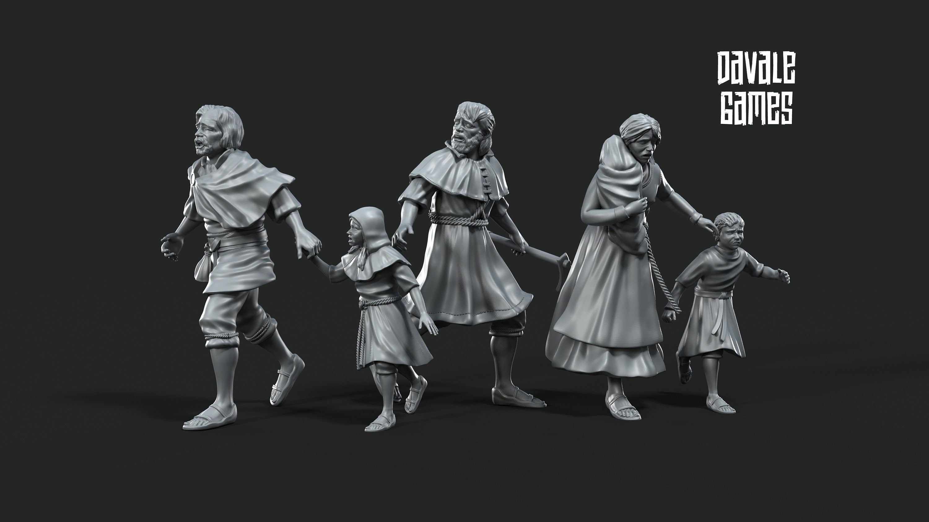 Fleeing Peasants Historical 28mm miniatures dnd minis  dungeons and dragons miniatures painting wargaming miniatures tabletop wargames gift