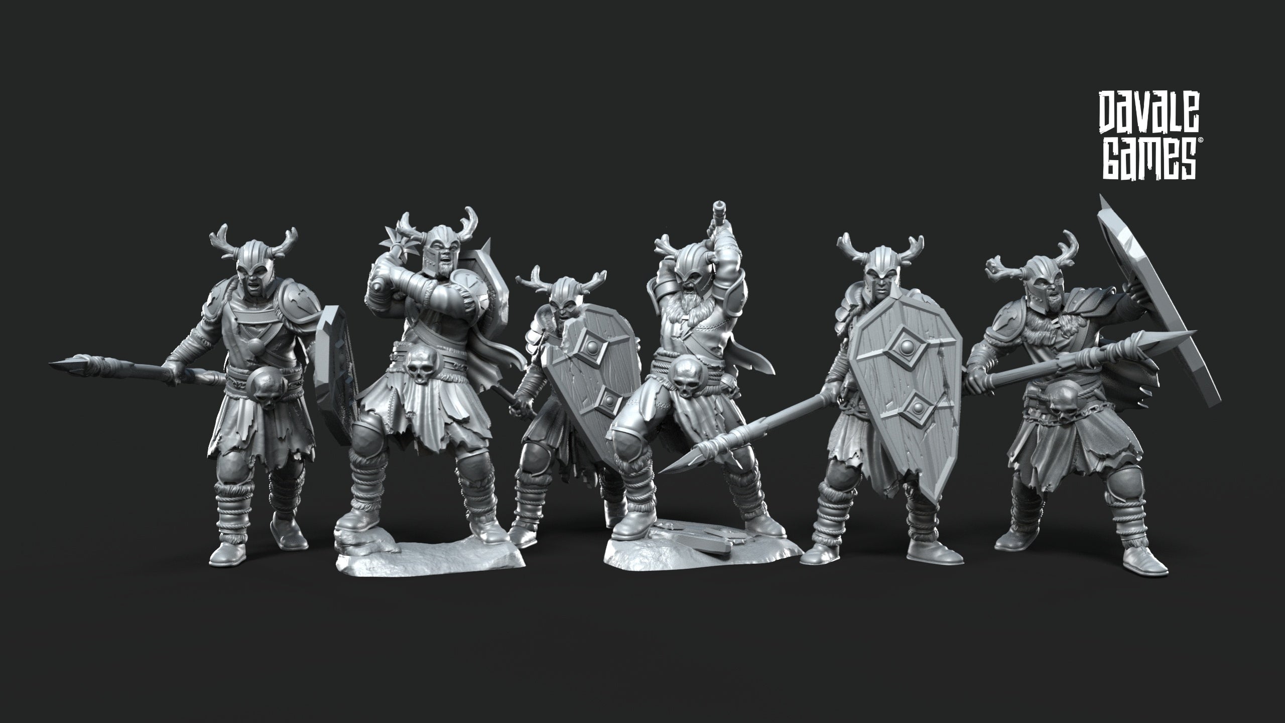 Khalum Warriors and Banner 28mm Resin Miniatures – Fantasy Infantry Warband for DnD and Wargaming