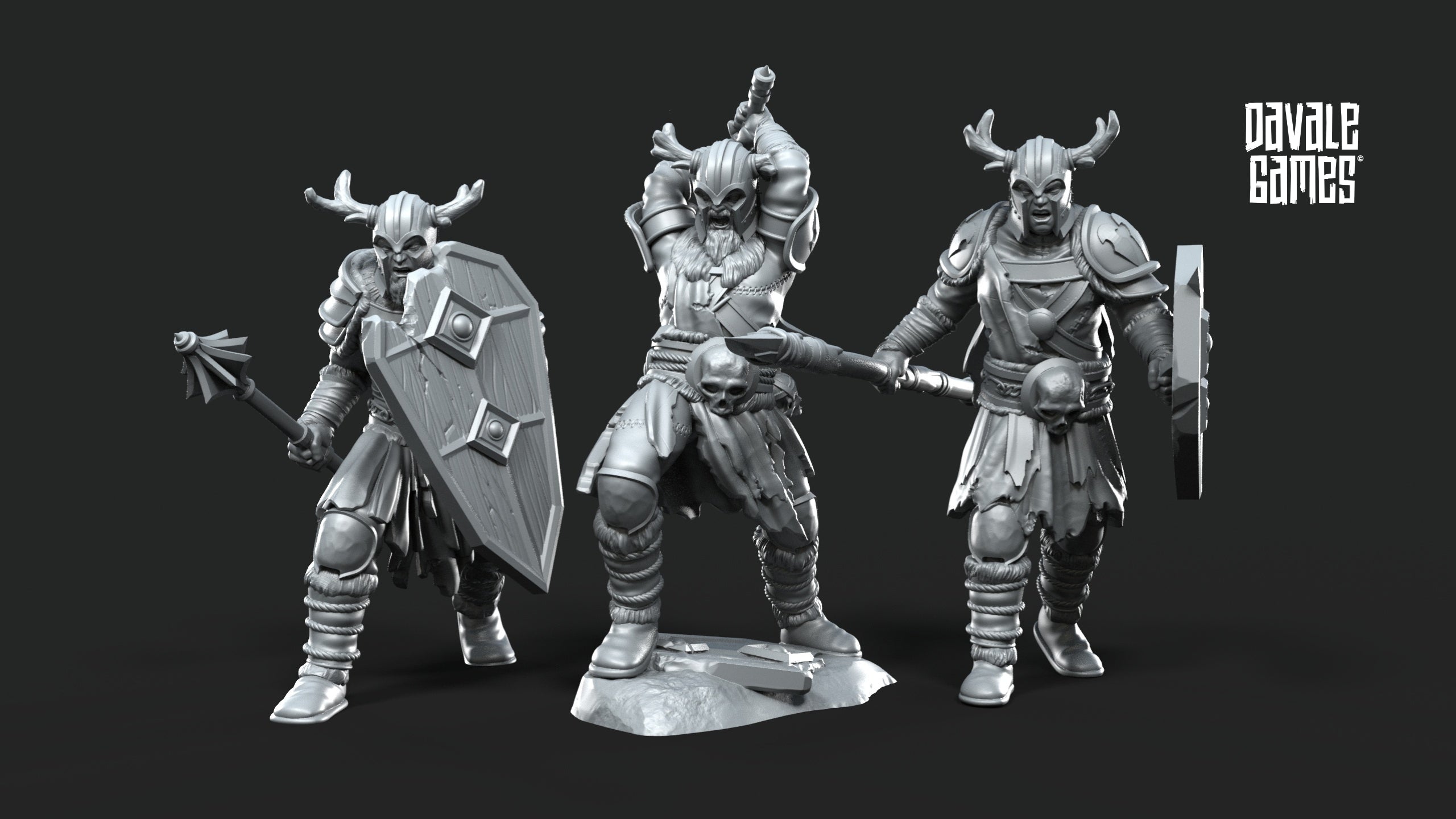 Khalum Warriors and Banner 28mm Resin Miniatures – Fantasy Infantry Warband for DnD and Wargaming