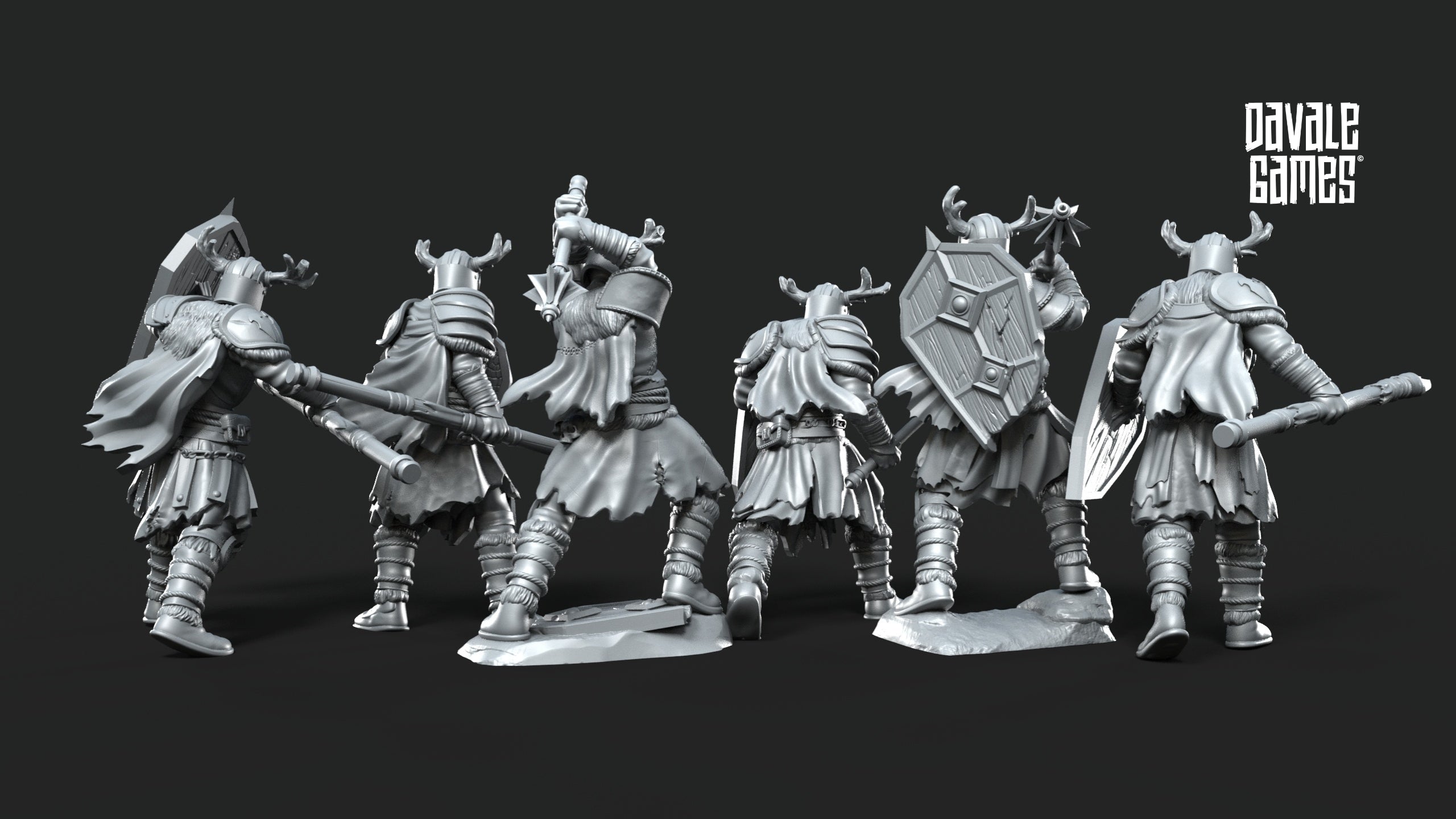 Khalum Warriors and Banner 28mm Resin Miniatures – Fantasy Infantry Warband for DnD and Wargaming