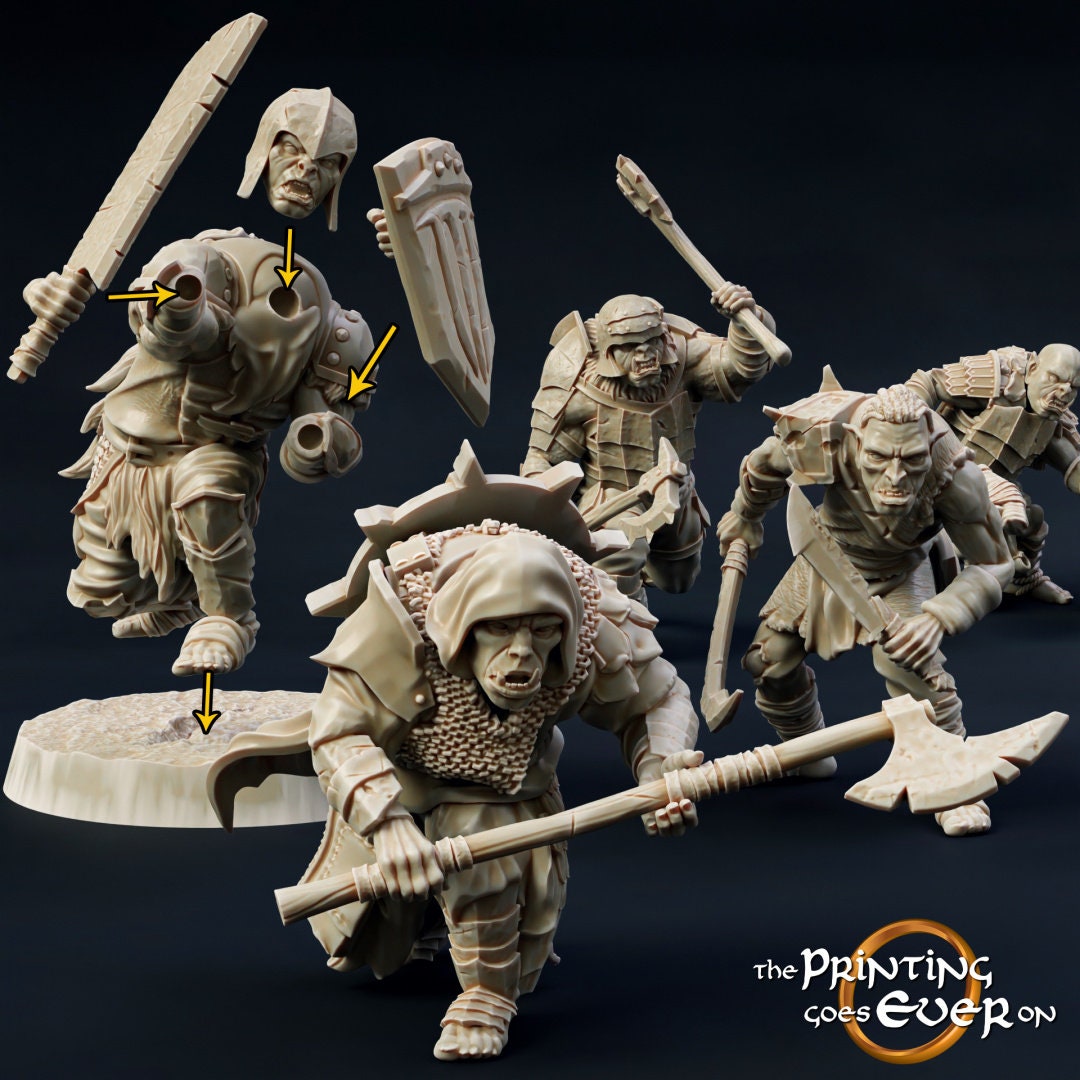 Orc Fighters 28mm miniatures dnd gift fantasy miniatures dungeons and dragons minis wargaming miniatures tabletop wargames miniature