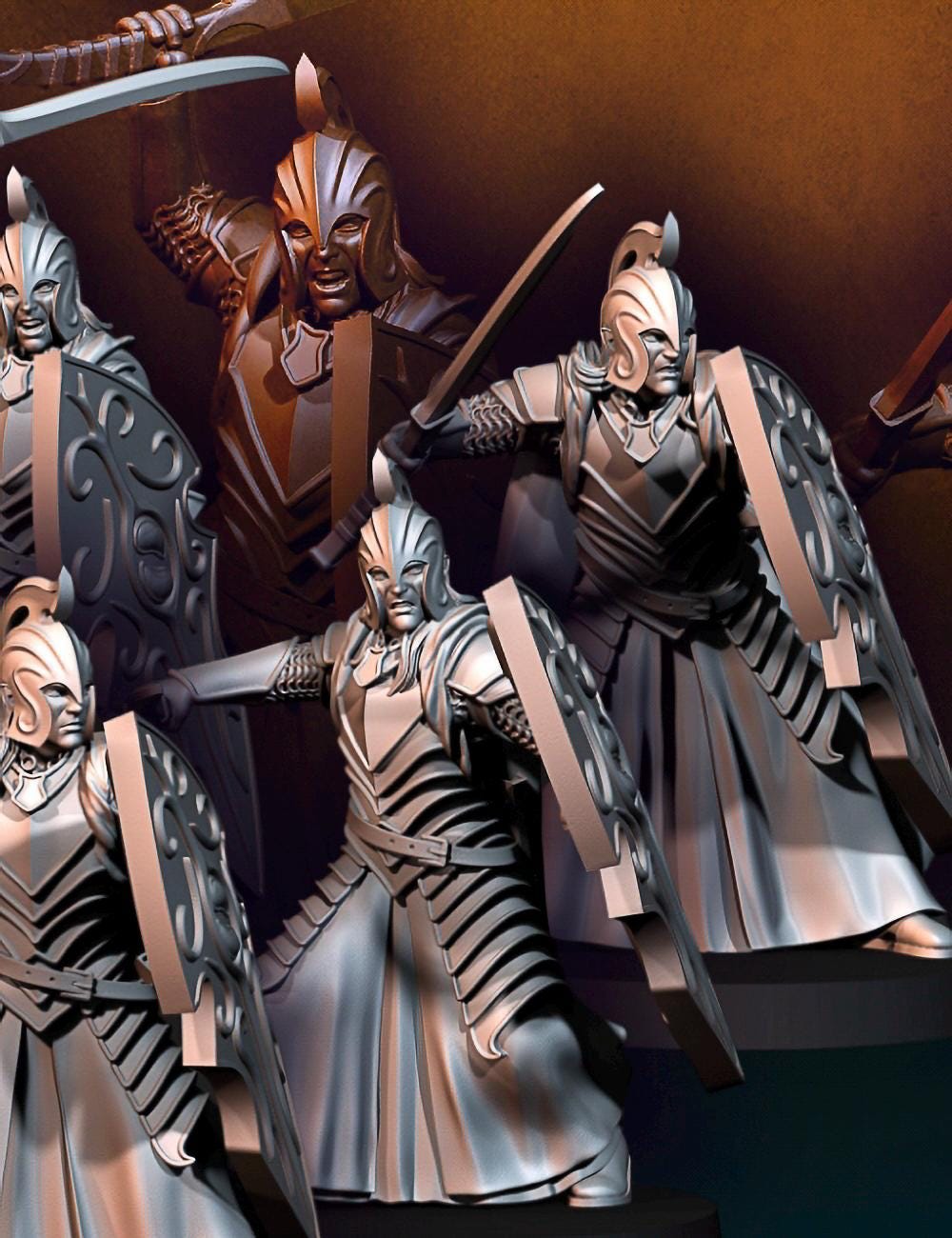 Elf swordmen with shield 28mm miniatures dnd minis fantasy miniatures dungeons and dragons miniatures wargaming miniatures tabletop wargames
