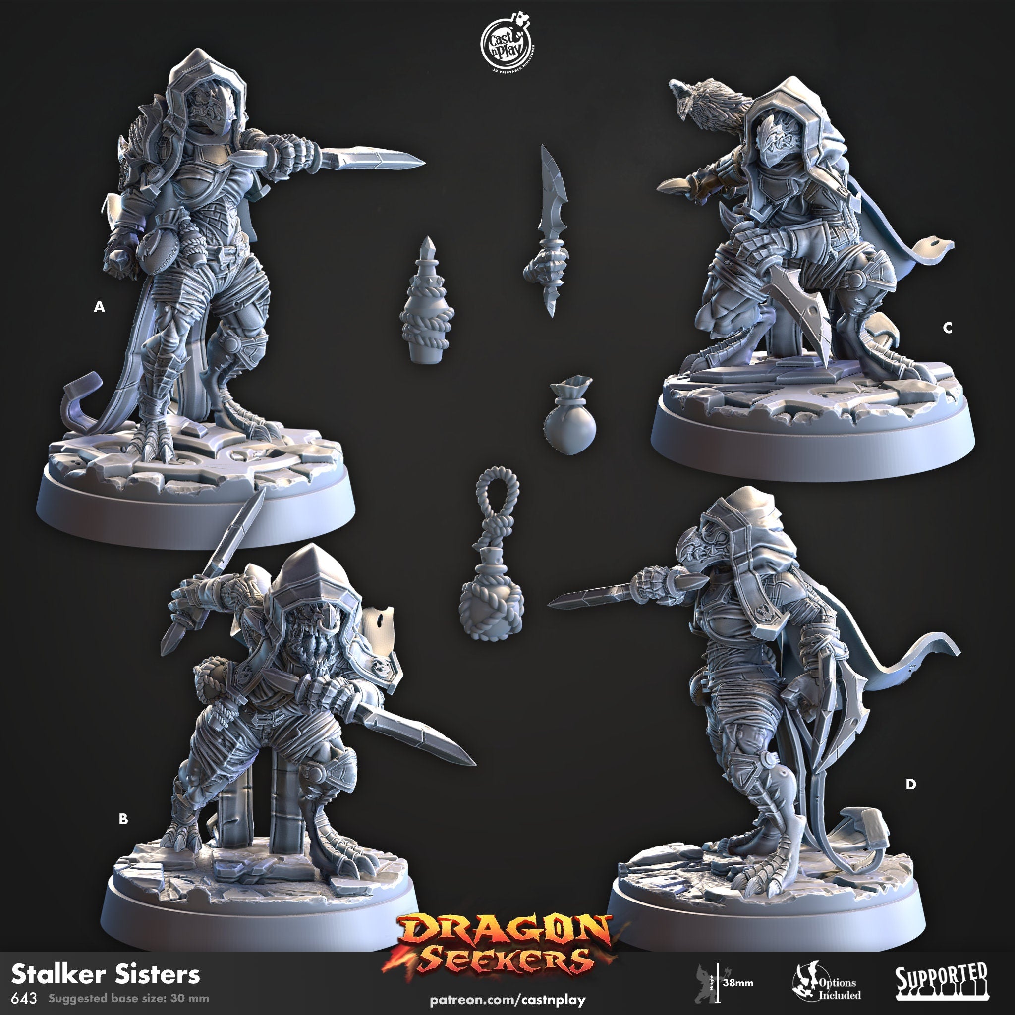 Dragon Seekers Stalker Sisters dnd fantasy tabletop wargames 32mm army miniatures