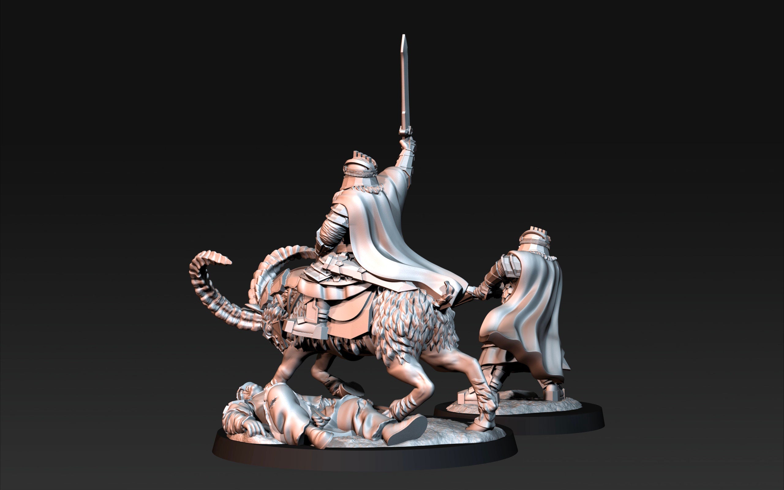 Silver Goat Dwarf Captain Foot and mounted on goat dnd fantasy tabletop wargames dwarves army miniature