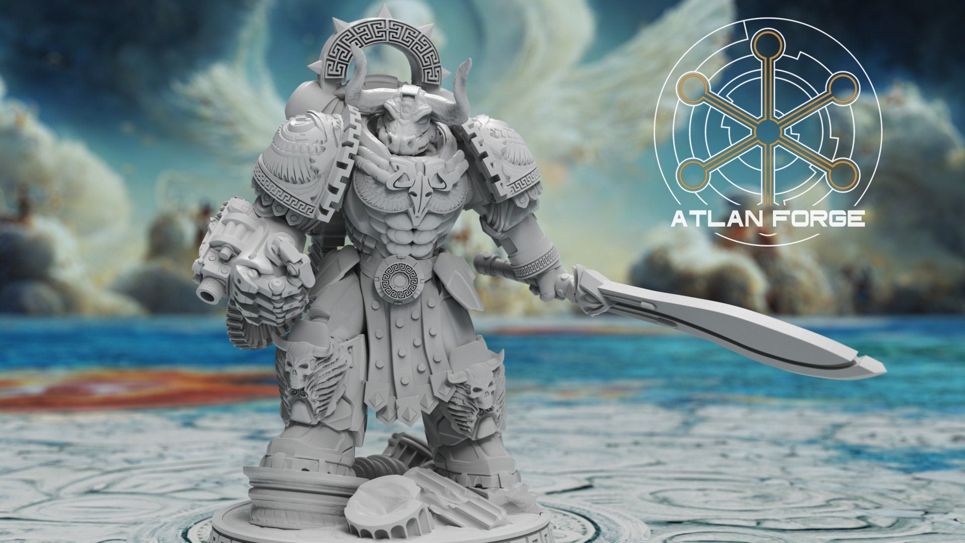 Minoan Aegis Captain 32mm Resin Miniature – Fantasy Leader for DnD and Wargaming