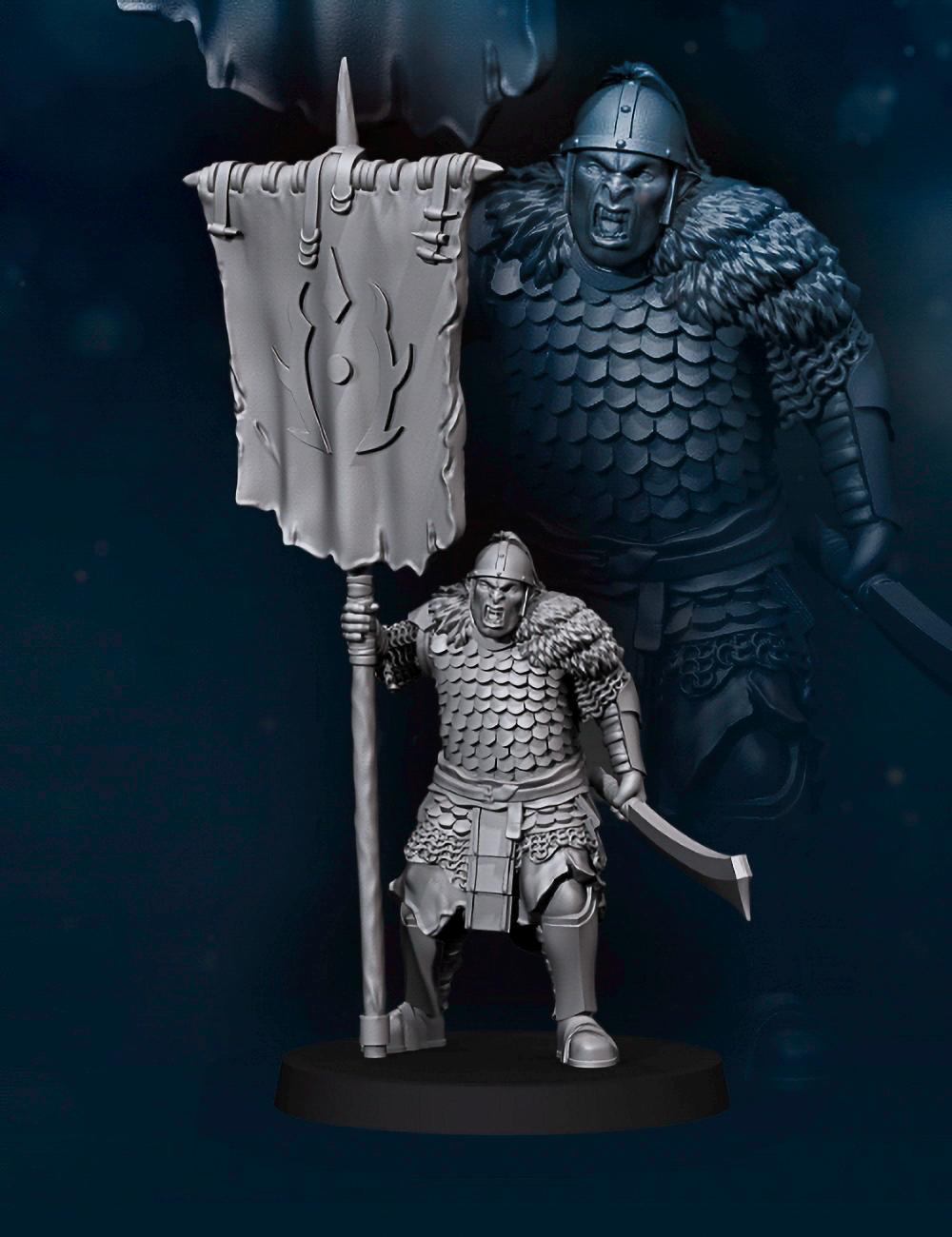 Orc banner 28mm miniatures dnd gift fantasy miniatures dungeons and dragons minis wargaming miniatures tabletop wargames miniature