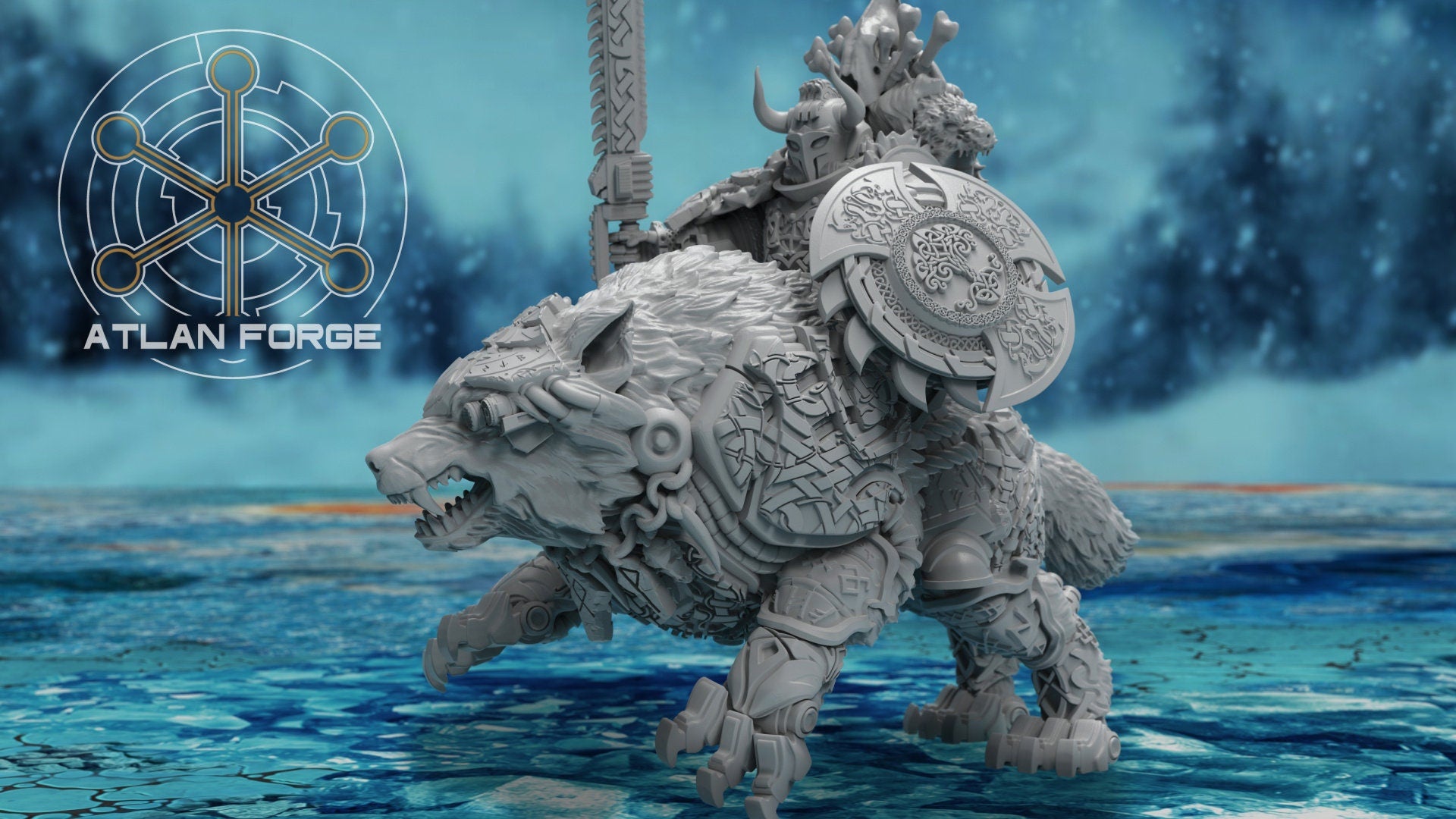 Asgardian Wolf Riders 32mm sci-fi fantasy miniature for tabletop games grimdark RPGs dnd wargaming miniature dungeons and dragons gift