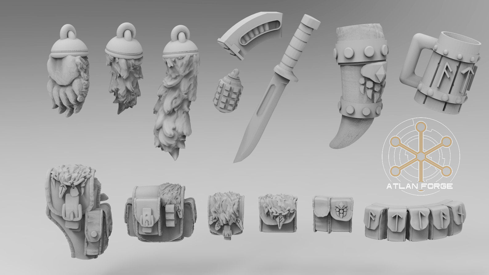 Miniature conversions kits Asgardian Accessories fantasy 32mm miniature kit bashing set for wargaming miniature painting gift RPG tabletop
