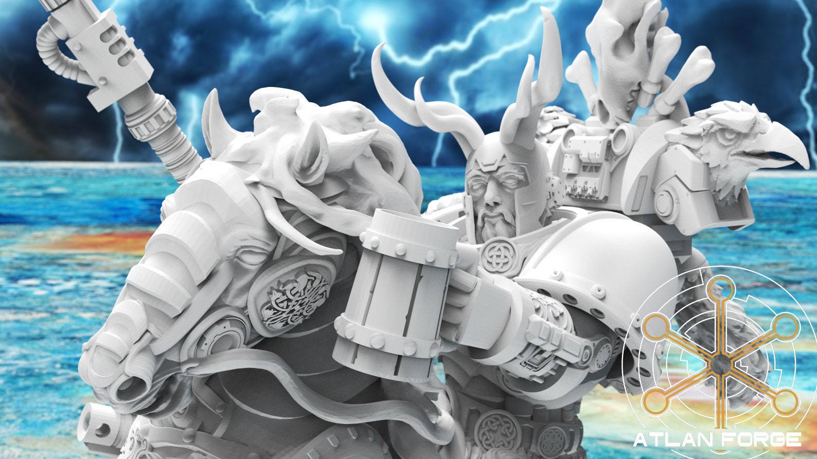 Asgardian Mounted Captain 32mm wargame fantasy miniature dnd wargaming miniature dungeons and dragons painting gift RPG tabletop minis