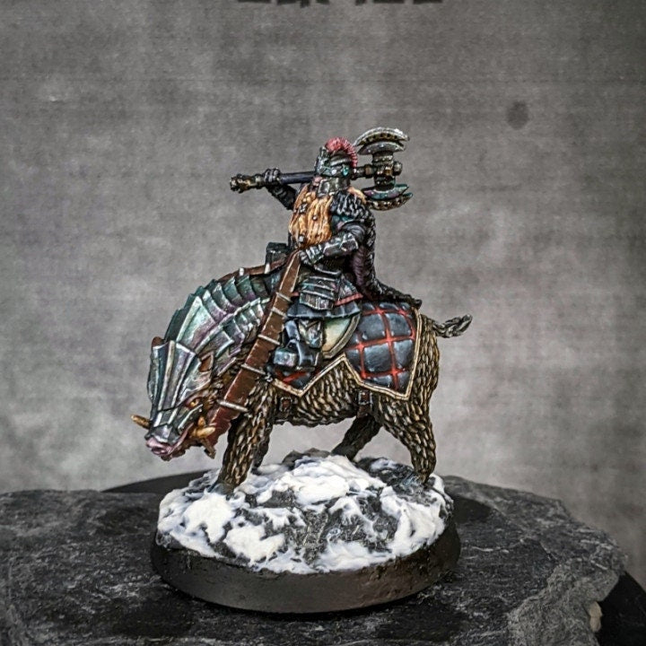 Silver Goat Lord Iron 28mm Resin Miniatures – Dwarf Commander for DnD and Fantasy Wargaming