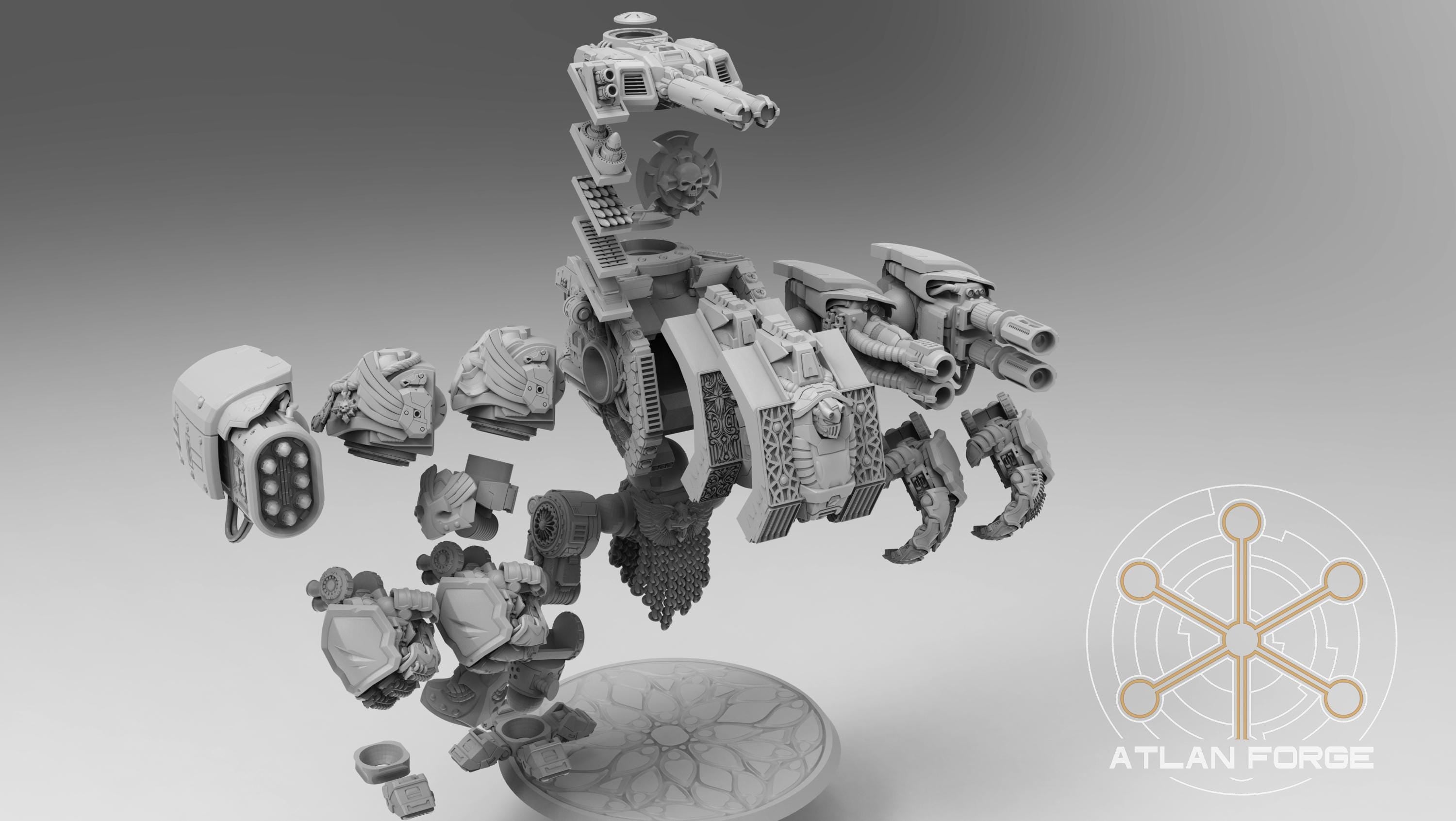Templar Crusader Dreadnought 32mm sci-fi fantasy miniature for tabletop games grimdark RPGs dnd wargaming miniature dungeons and dragons