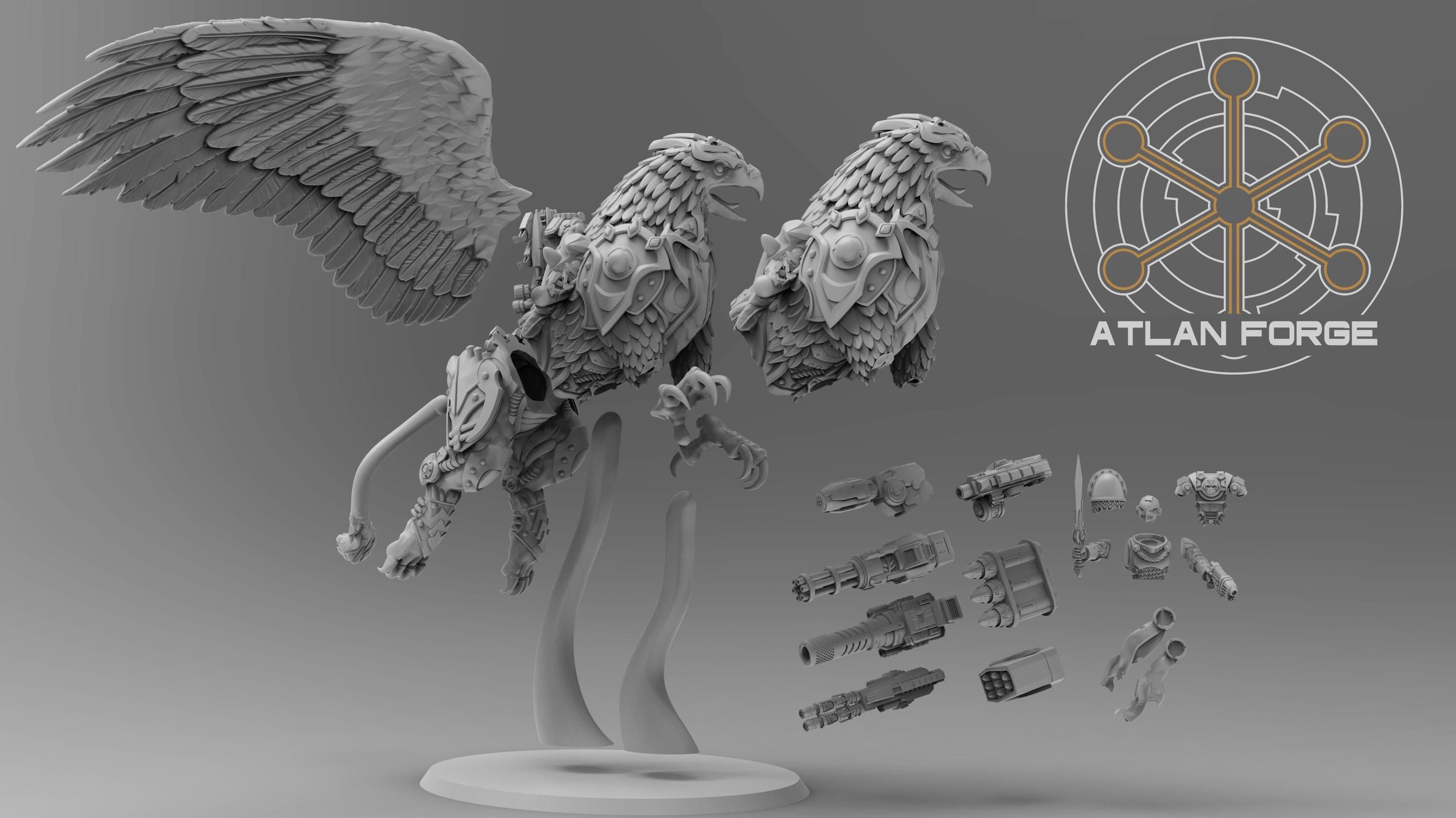 Cybernetic Battle Griffin 32mm sci-fi fantasy miniature for tabletop games grimdark RPGs dnd wargaming miniature dungeons and dragons