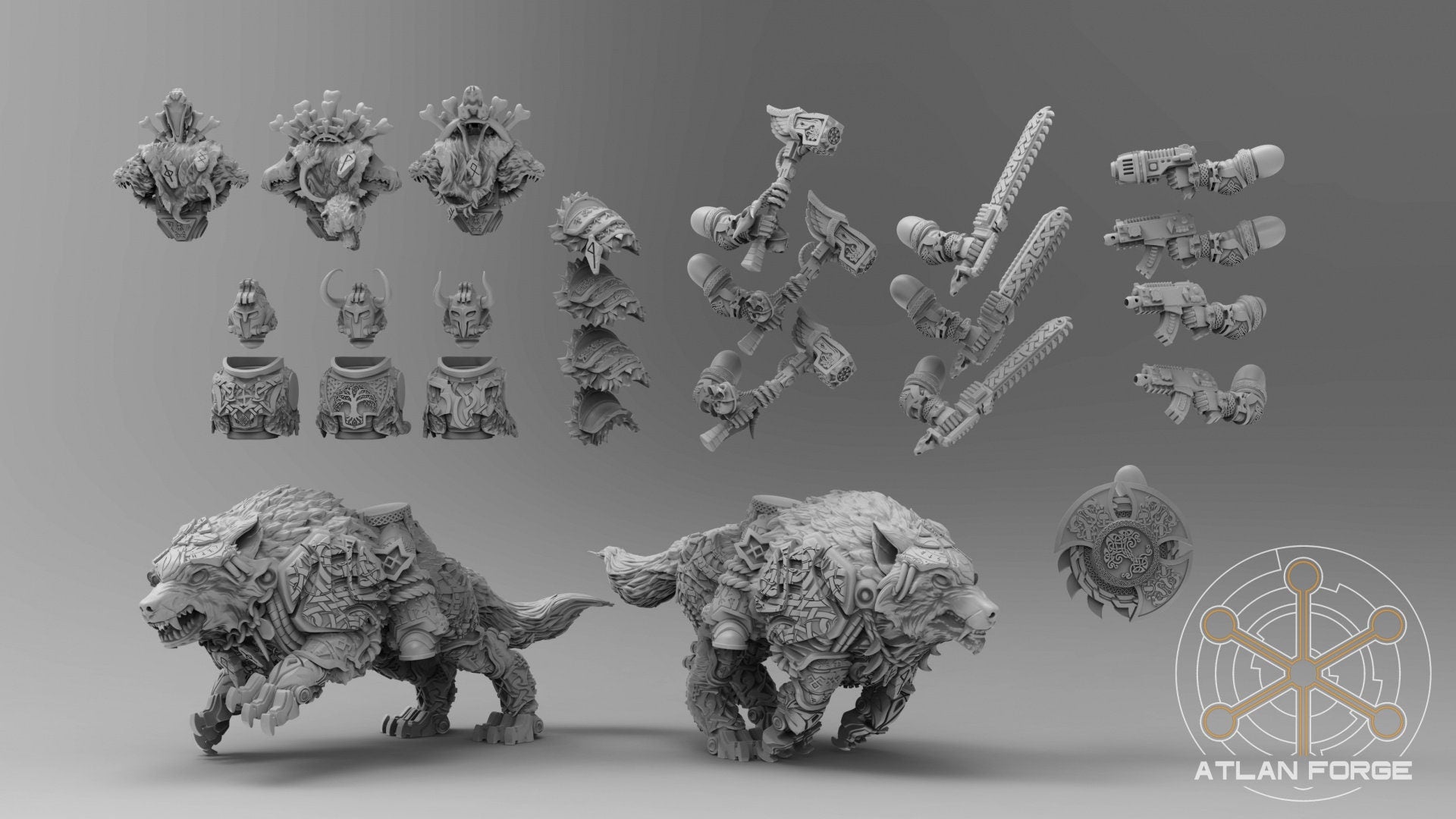 Asgardian Wolf Riders 32mm sci-fi fantasy miniature for tabletop games grimdark RPGs dnd wargaming miniature dungeons and dragons gift