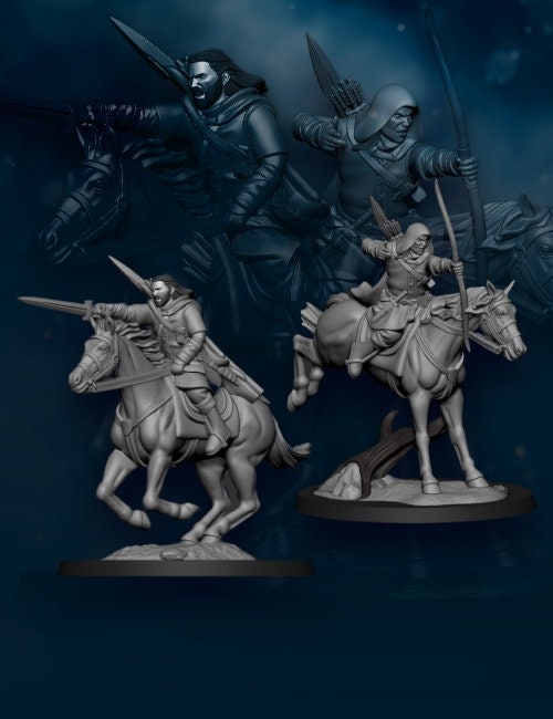 North Human rangers mounted 28mm miniatures dnd minis fantasy miniatures dungeons and dragons miniatures painting wargaming miniatures