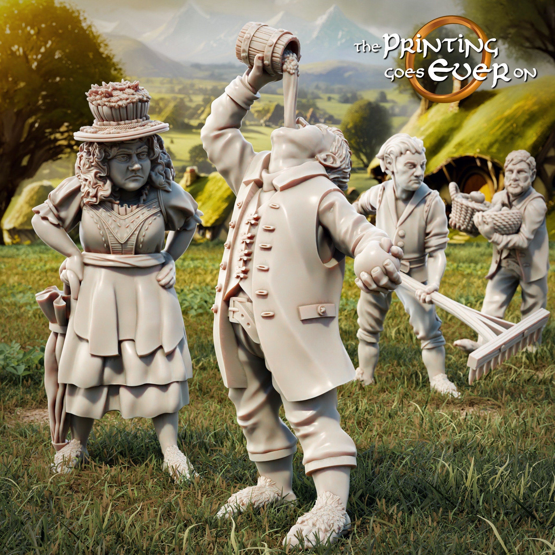 Halfling Commoners 28mm dnd miniature dungeon and dragons fantasy wargaming miniature tabletop wargame miniature for painting